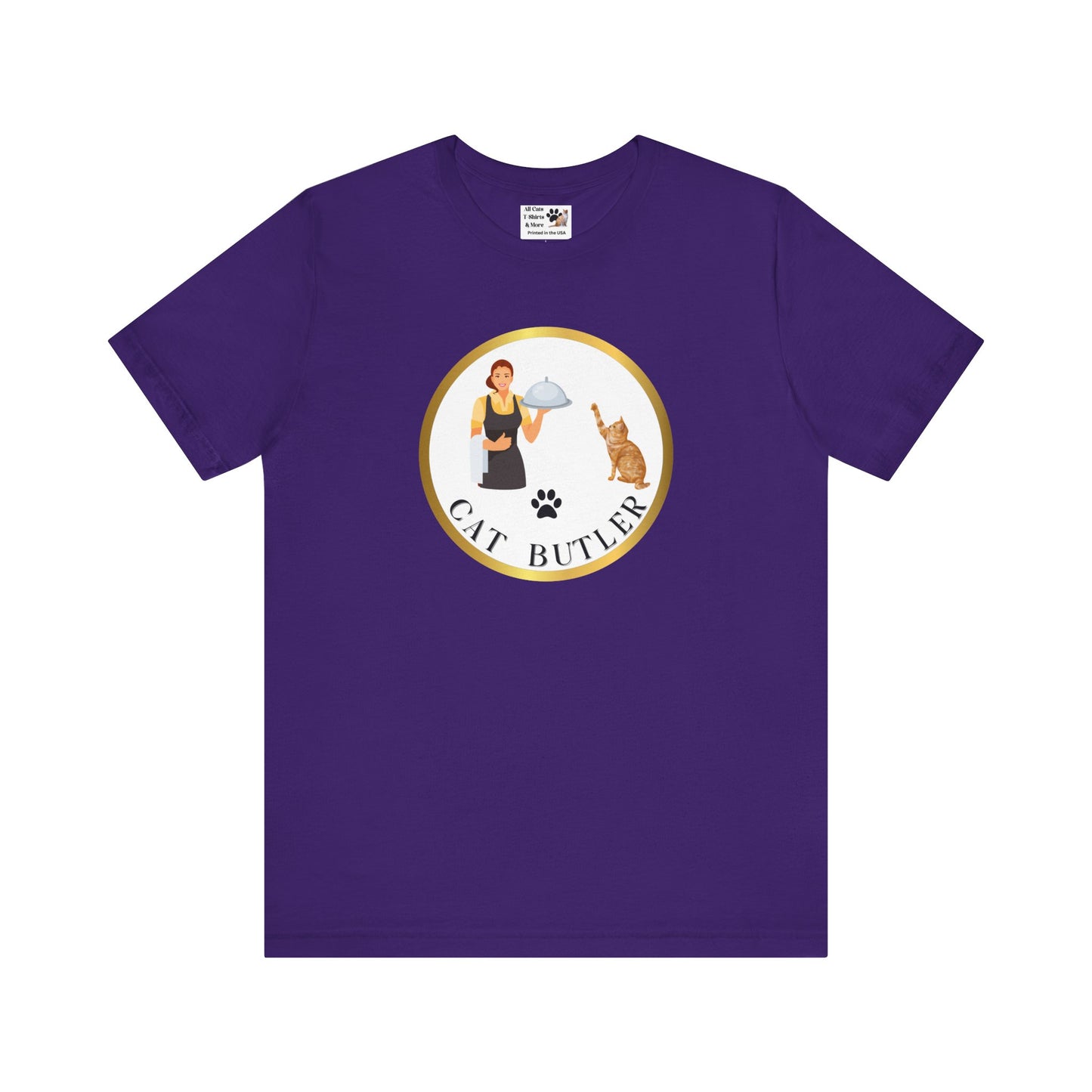 "Cat Butler" T-Shirt - With Vintage Style Design - (Unisex Jersey Short Sleeve Tee - Perfect Gift for Cat Lovers!)