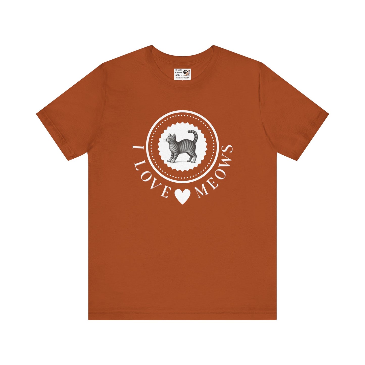 I Love Meows Cat T-Shirt - (Tee #4, Cute Retro Kitty Graphic Tee for Cat Lovers)