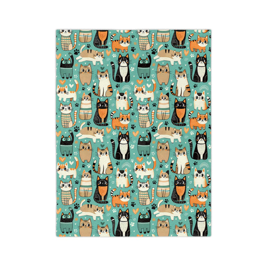 Cozy Cat Print Blanket - Soft Velveteen Microfiber Throw, Pet Lover Gift, Home Decor for Cat Lovers, Perfect for Cozy Nights