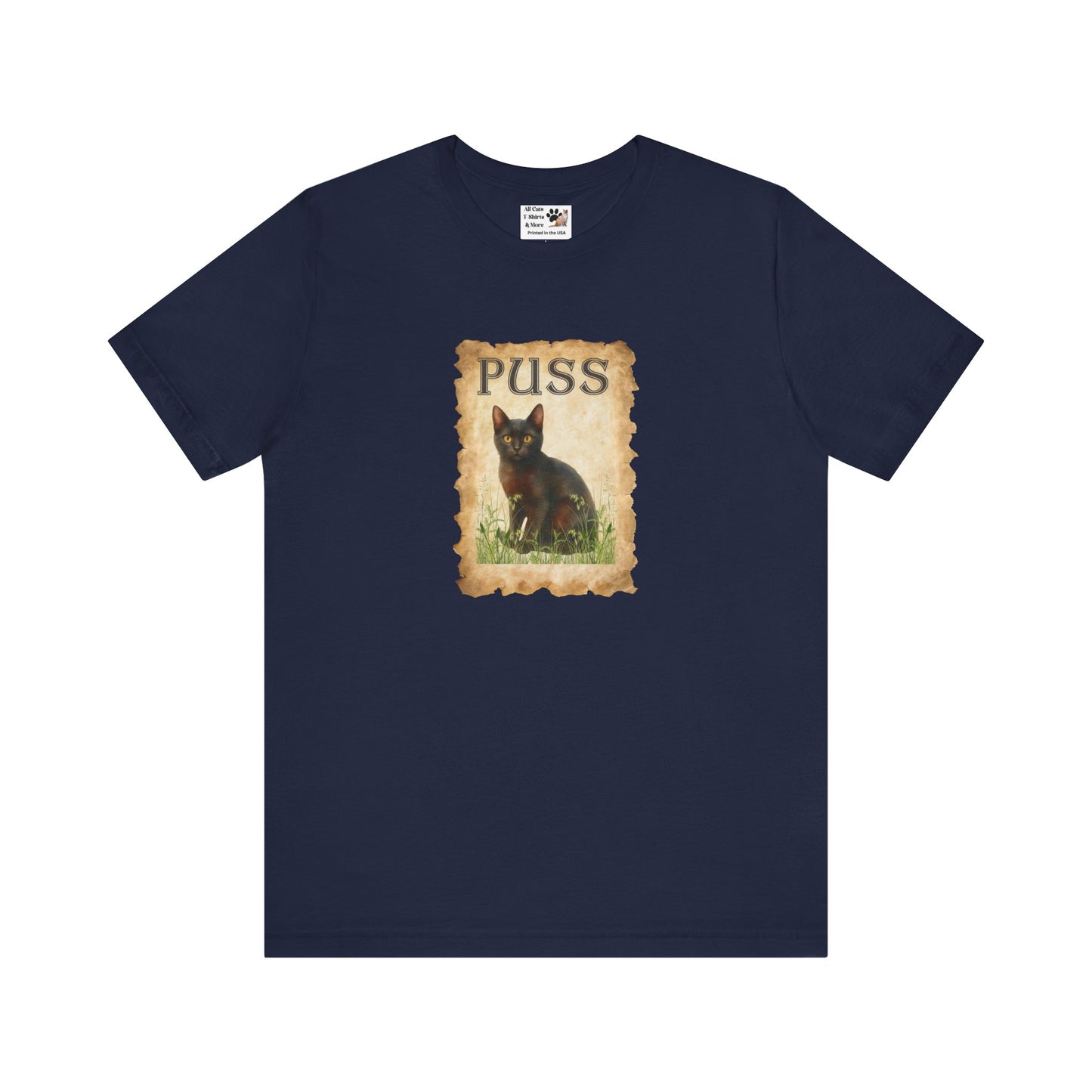 "Puss" Vintage Black Cat T-Shirt - (Pussycat Graphic Tee #2)