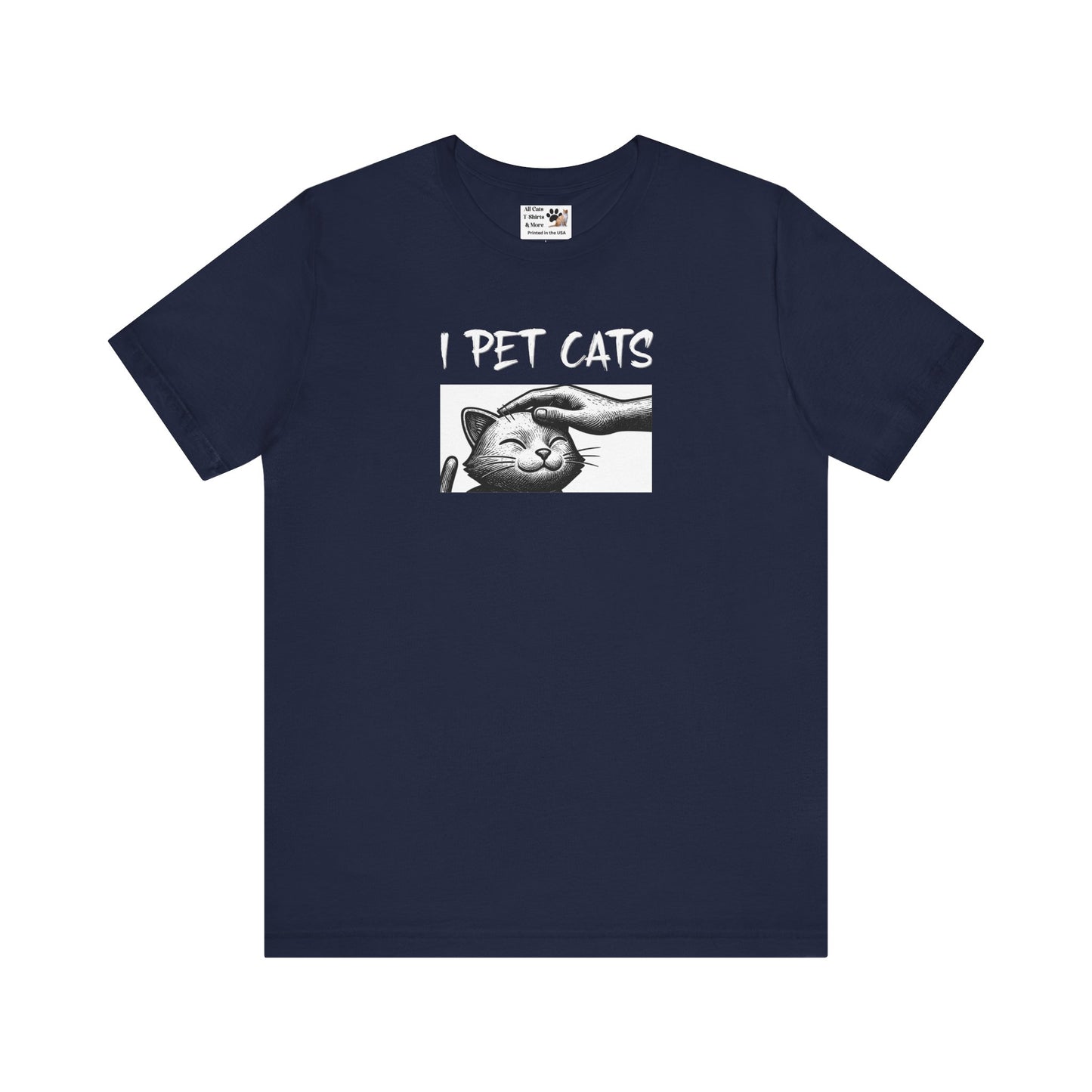 I Pet Cats T‑Shirt - (Cute Cat Head Patting Tee for Cat Lovers)