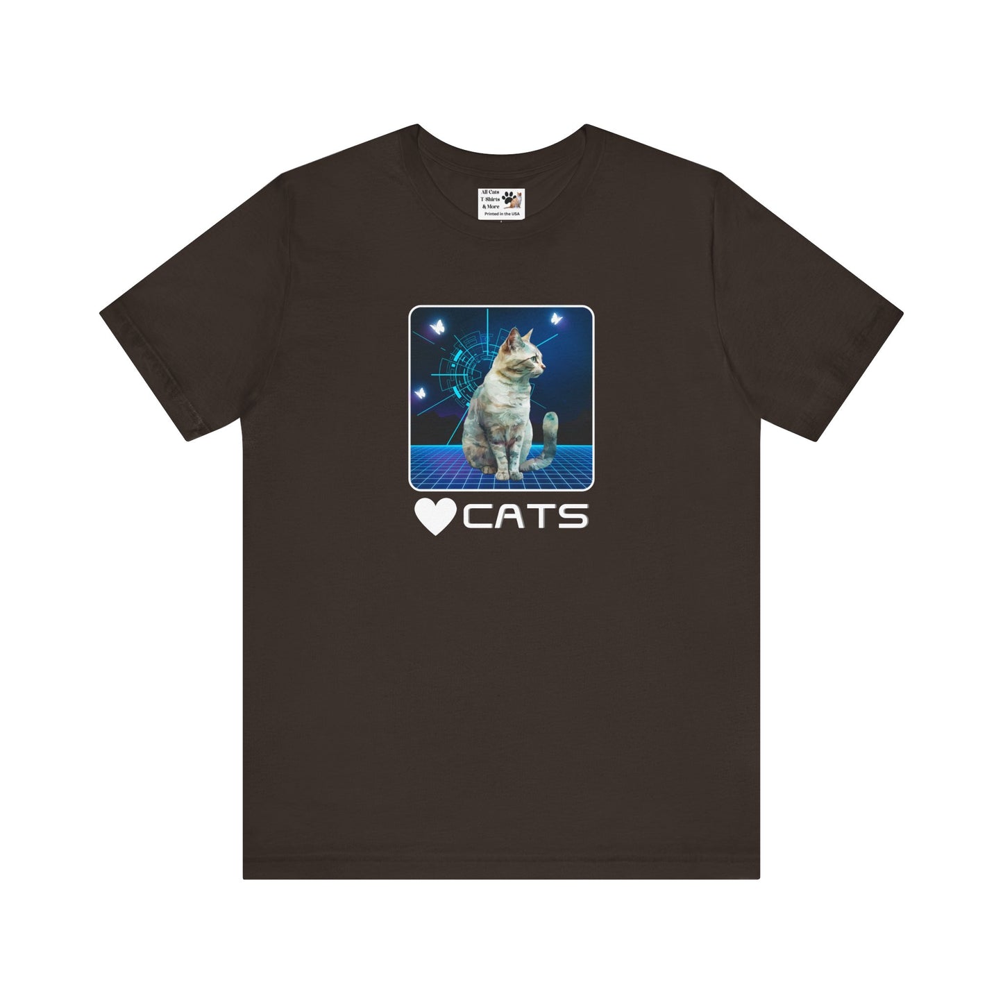 "Heart Cats" or "Love Cats" Retro T‑Shirt  - (Futuristic Vintage Style Fun Cat Tee #1)