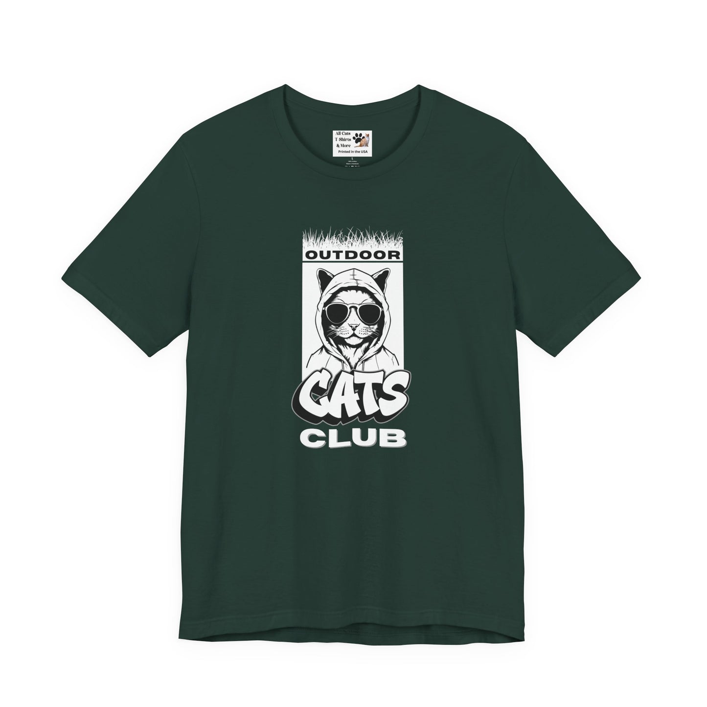 Outdoor Cats Club T-Shirt - (Unisex Jersey Short Sleeve Graphic Tee for Cat Lovers)
