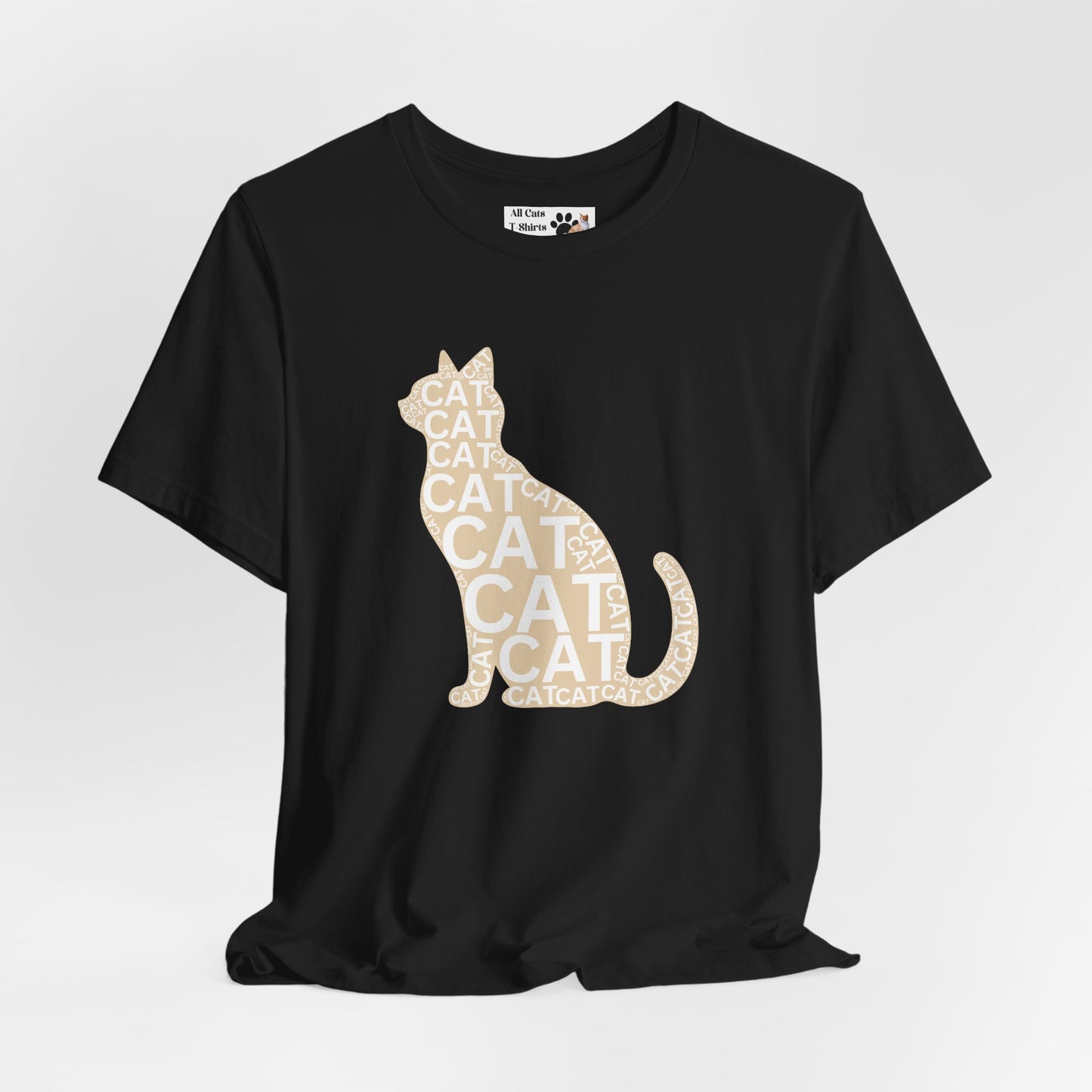 "CAT in a Cat, T-Shirt" -  (Playful Beige Cat Design, Cat Lover Unisex Jersey Short Sleeve Tee - Purr-fect Gift!)