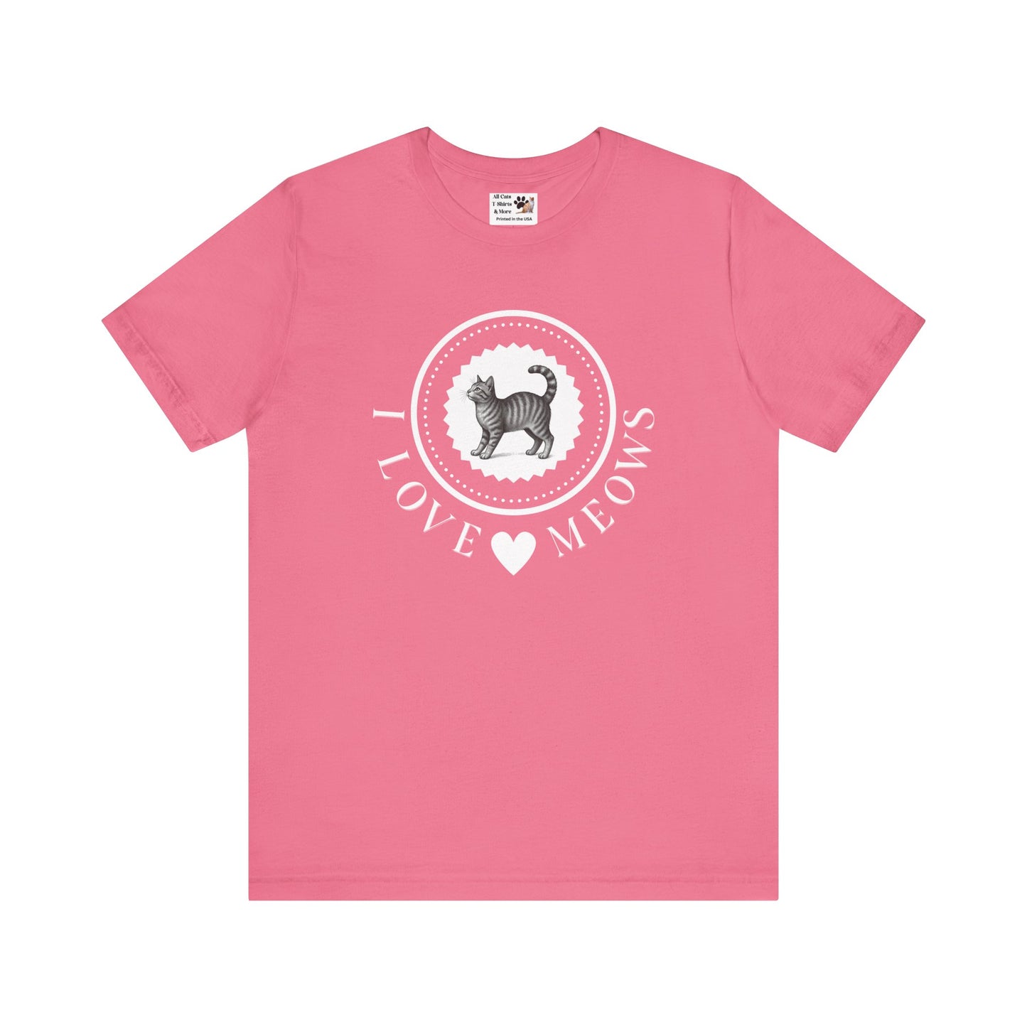 I Love Meows Cat T-Shirt - (Tee #4, Cute Retro Kitty Graphic Tee for Cat Lovers)