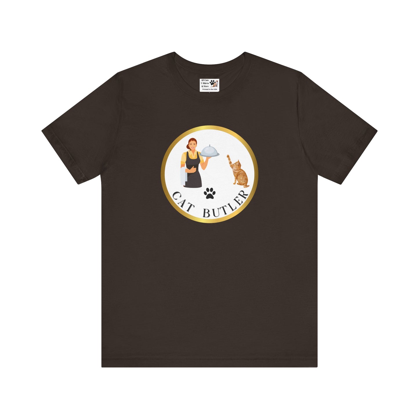 "Cat Butler" T-Shirt - With Vintage Style Design - (Unisex Jersey Short Sleeve Tee - Perfect Gift for Cat Lovers!)