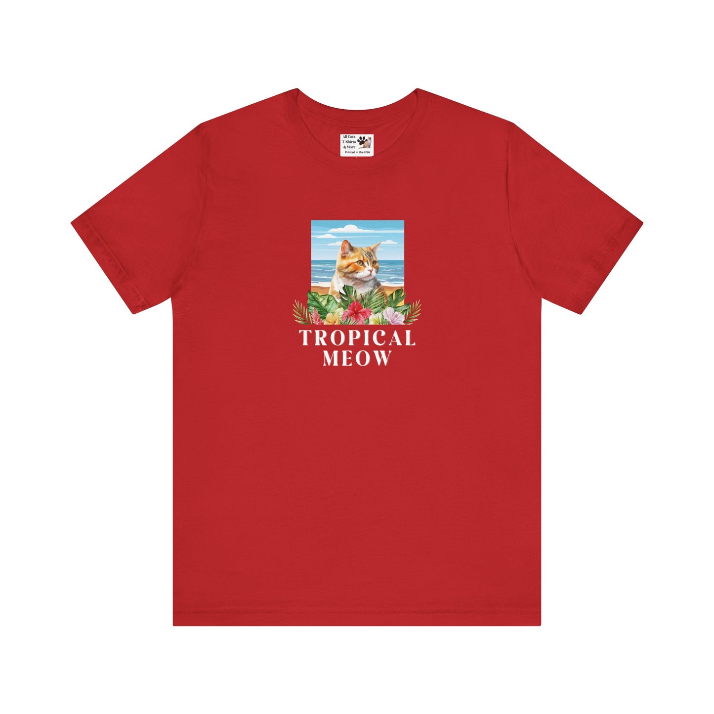 Tropical Meow Cat T-Shirt - (Beachy Cat Graphic Tee #2)