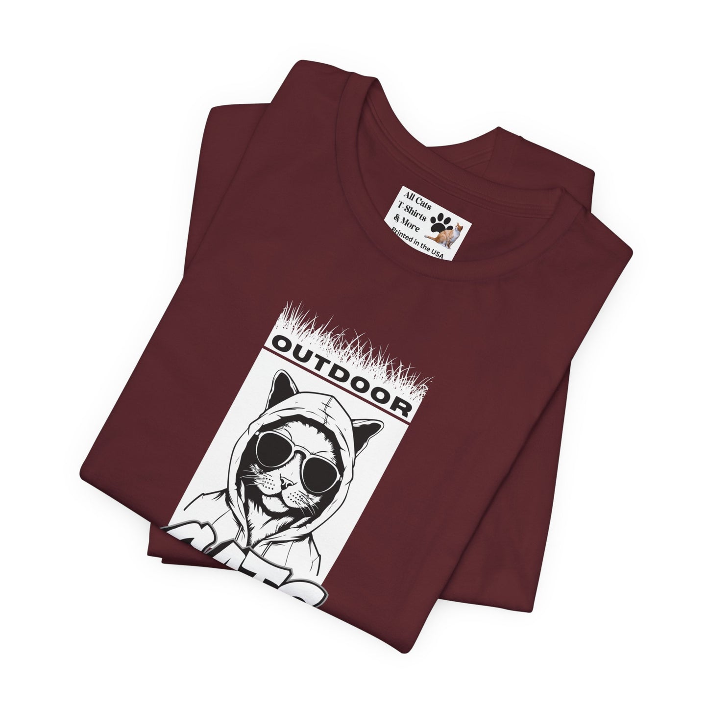 Outdoor Cats Club T-Shirt - (Unisex Jersey Short Sleeve Graphic Tee for Cat Lovers)