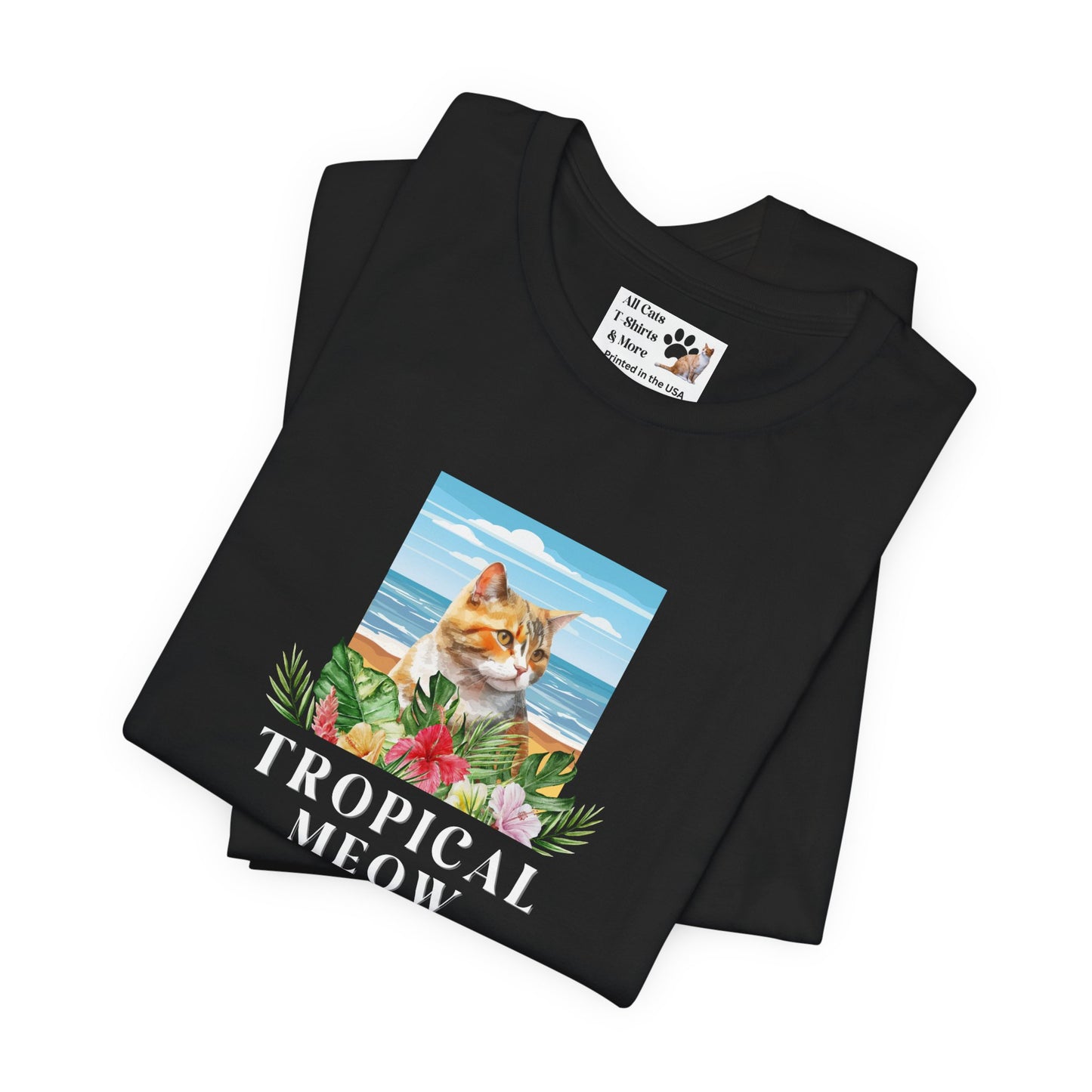 Tropical Meow Cat T-Shirt - (Beachy Cat Graphic Tee #2)