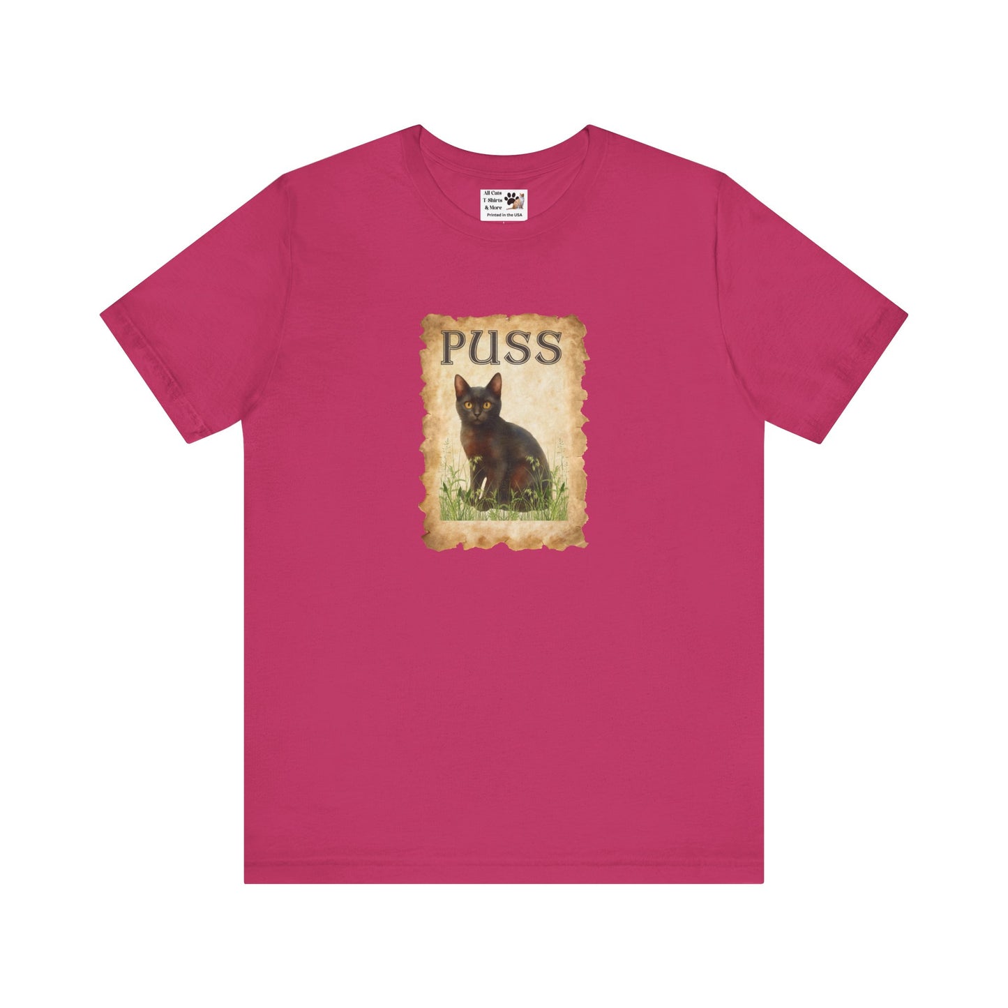 "Puss" Vintage Black Cat T-Shirt - (Pussycat Graphic Tee #2)