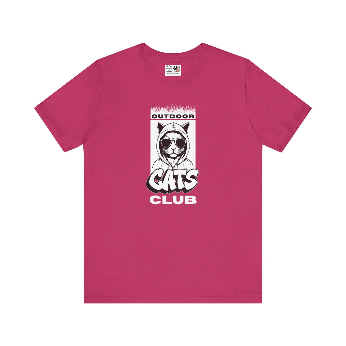 Outdoor Cats Club T-Shirt - (Unisex Jersey Short Sleeve Graphic Tee for Cat Lovers)