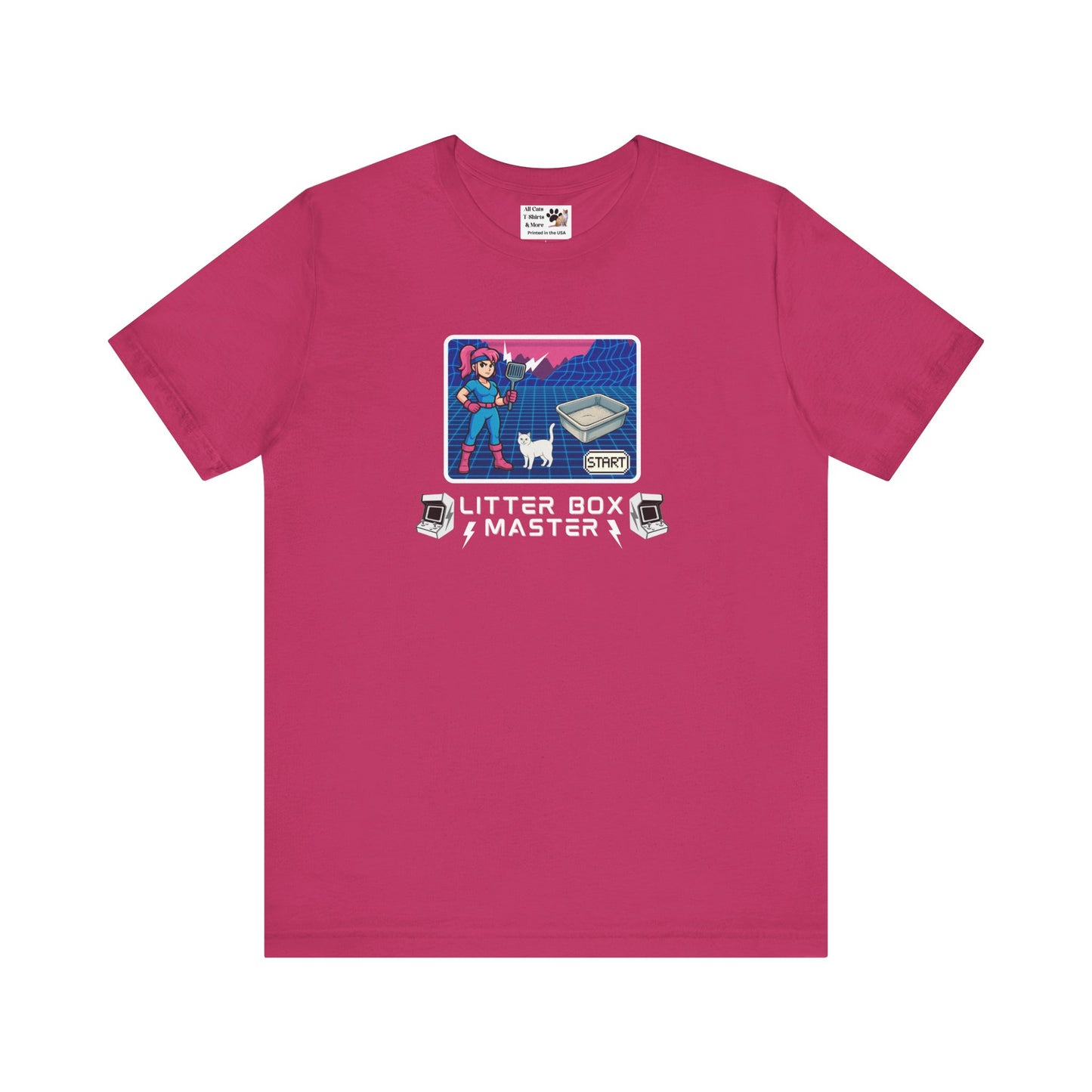 Litter Box Master T-Shirt [Tee #4] - (Funny Retro "Cat Litter Scooping Arcade Game" T-Shirt)