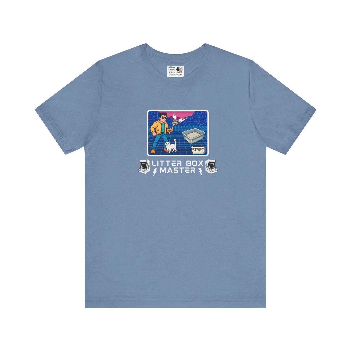 Litter Box Master T-Shirt [Tee #3] - (Funny Retro "Cat Litter Scooping Arcade Game" T-Shirt)