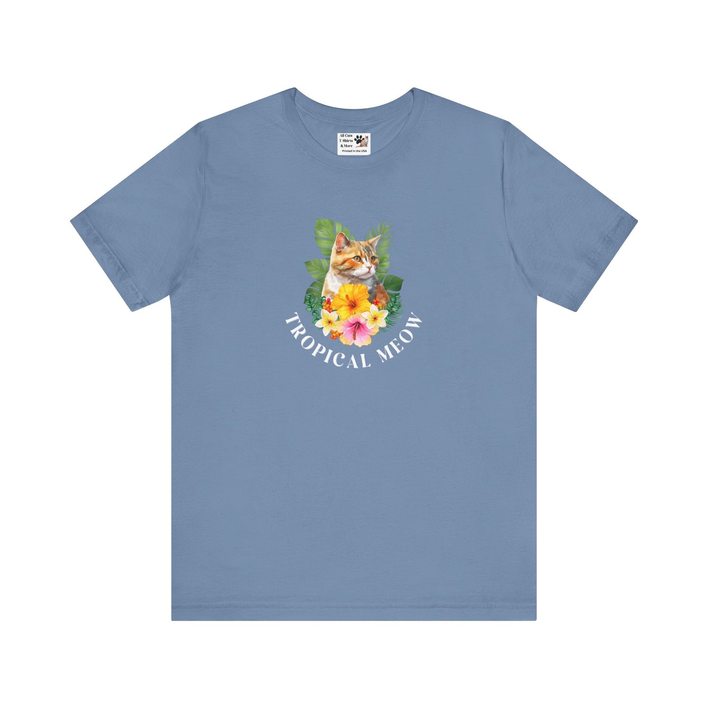 Tropical Meow T-Shirt — Tropical Style Cat Fan Graphic Tee (#3 No Background)