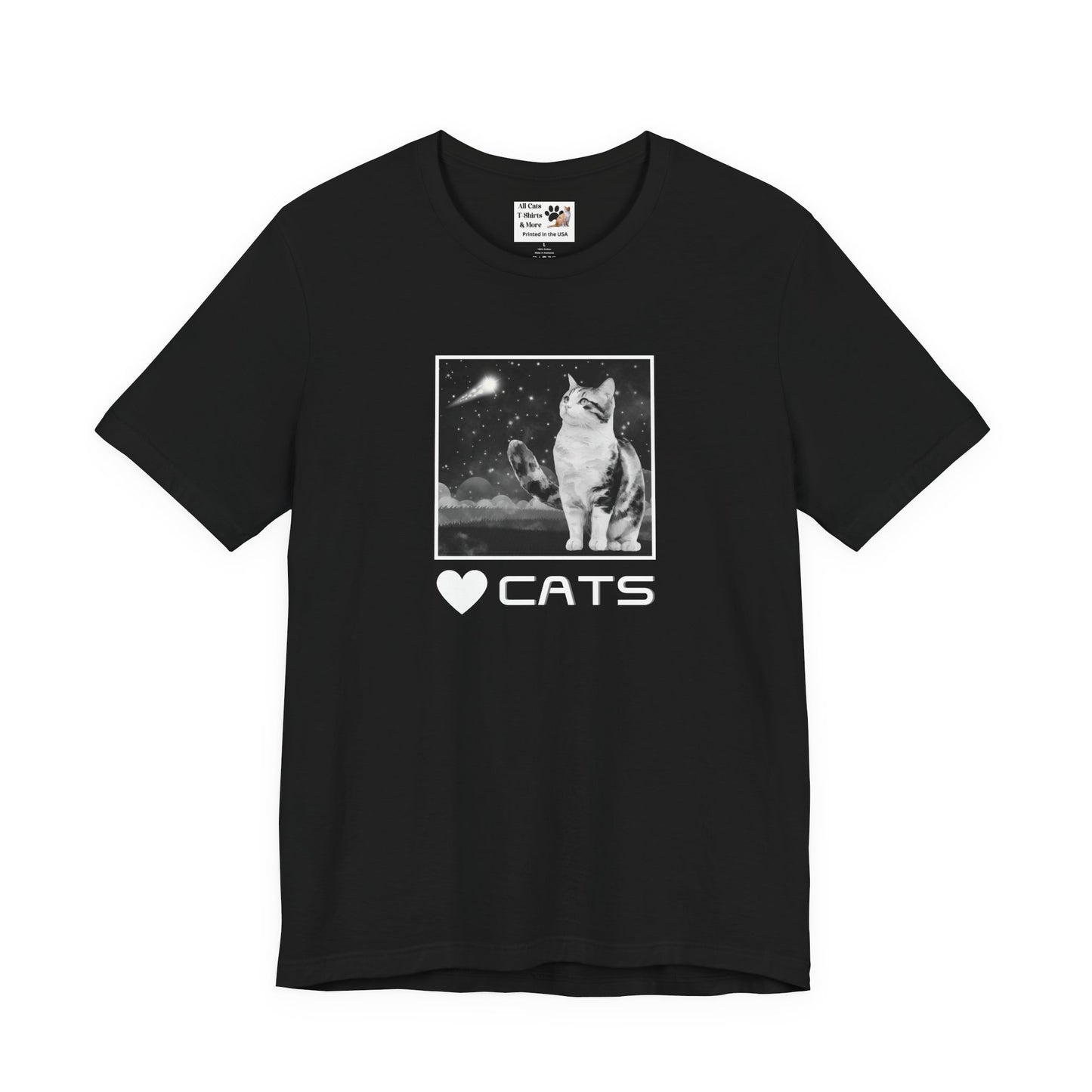 "Heart Cats" or "Love Cats" T-Shirt #2 - (Cat and Starry Sky Tee)