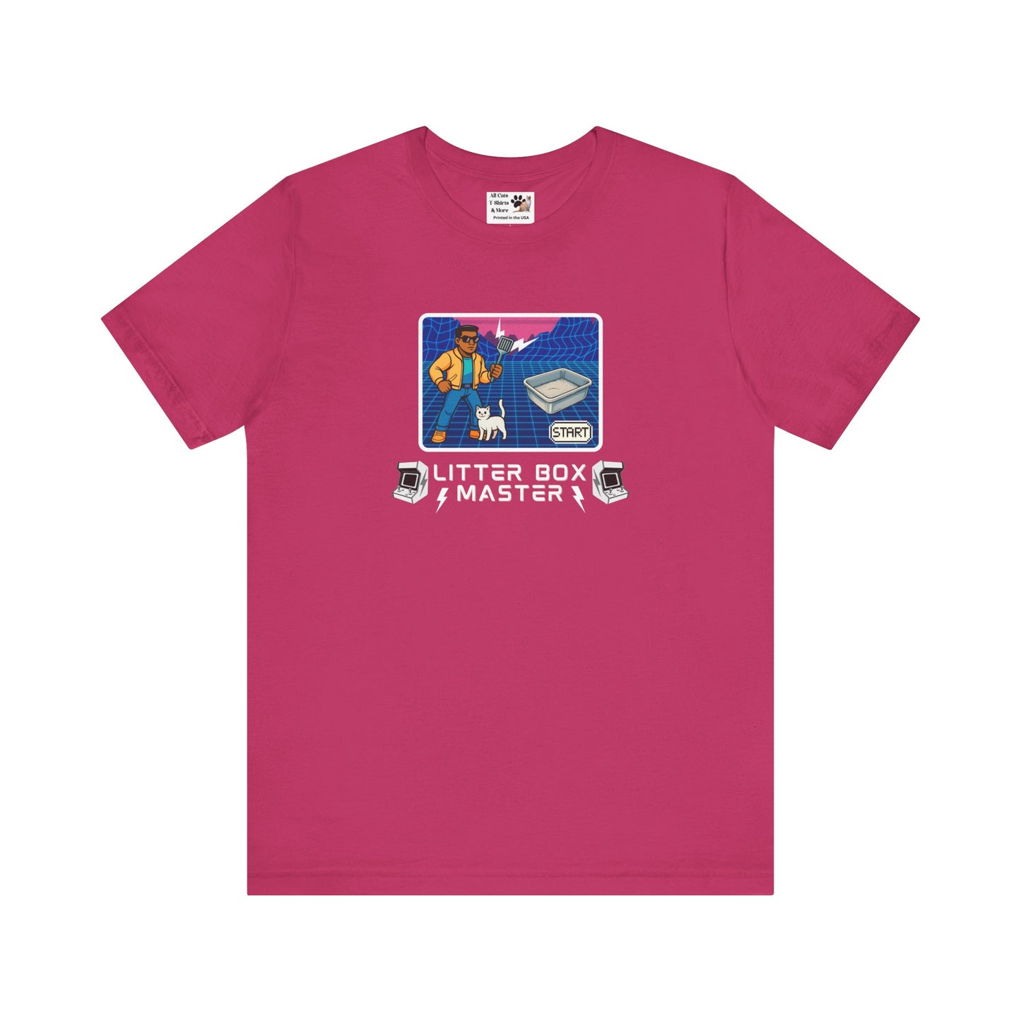 Litter Box Master T-Shirt [Tee #1] - (Funny Retro "Cat Litter Scooping Arcade Game" T-Shirt)