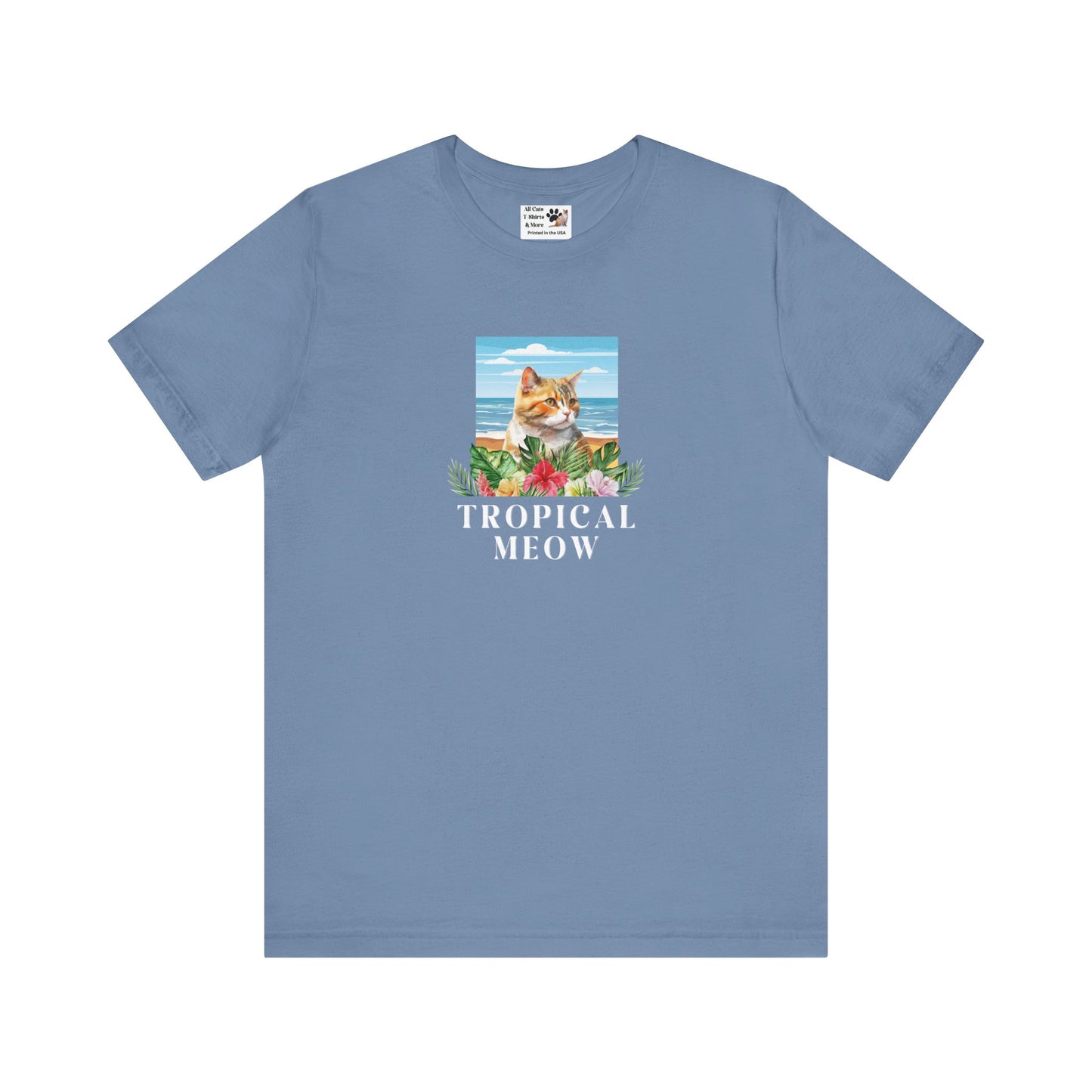 Tropical Meow Cat T-Shirt - (Beachy Cat Graphic Tee #2)