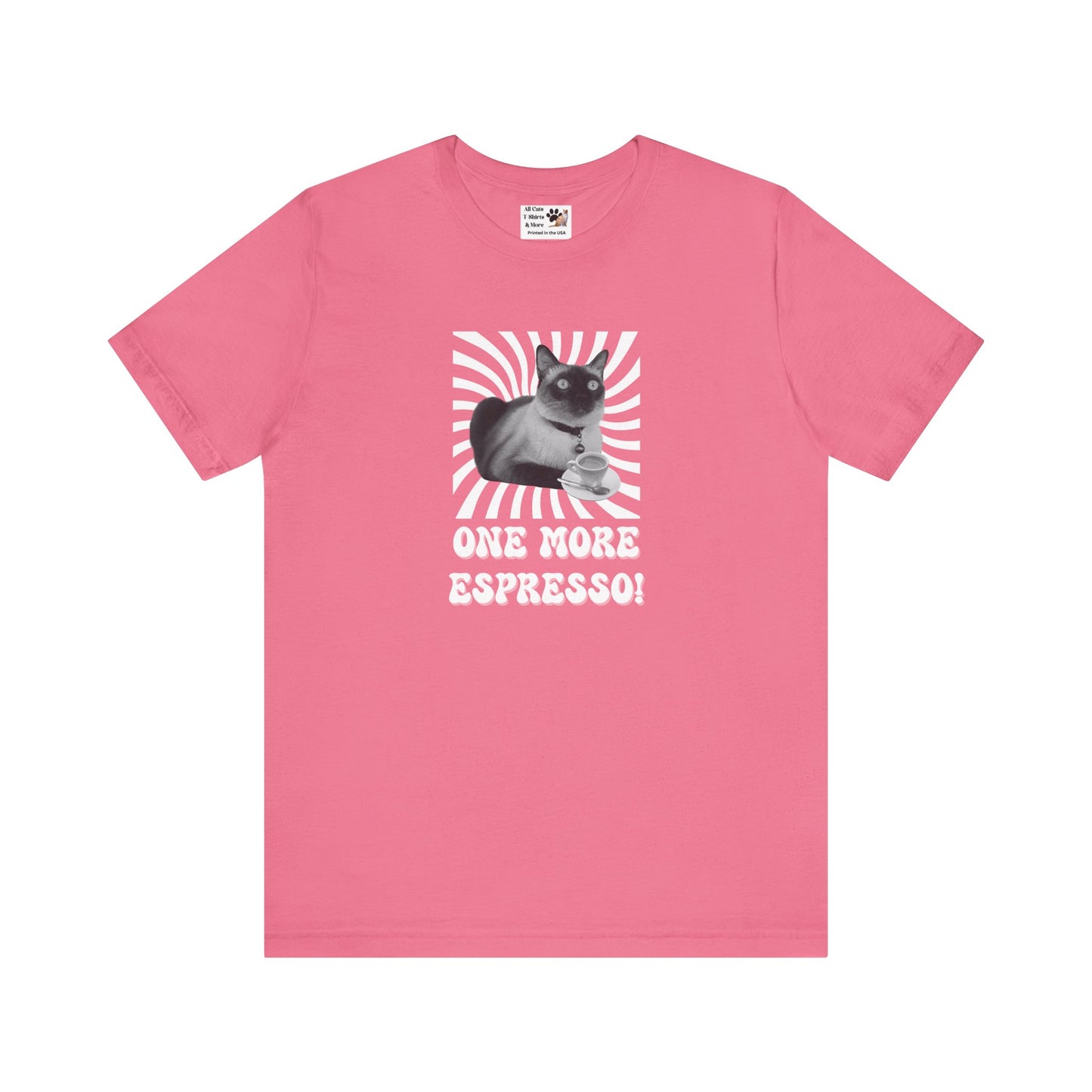 One More Espresso! - (Cat & Coffee T-Shirt #1, Black & White)