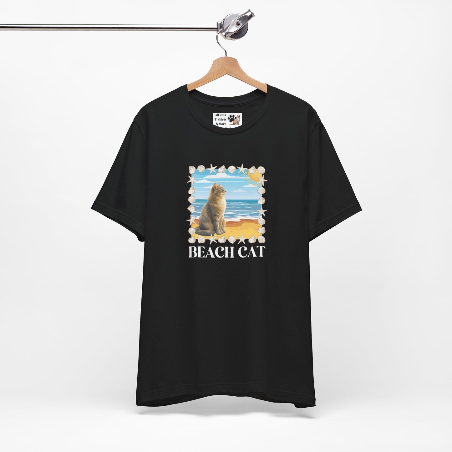 Beach Cat T-Shirt - (Vintage Coastal Cat Graphic Tee)