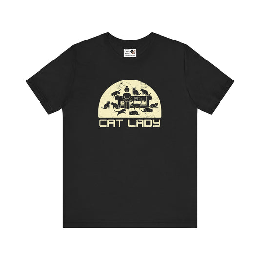 Cute Cat Lady T-Shirt - (Distressed Style - Unisex Jersey Tee - Perfect Gift for Cat Moms!)