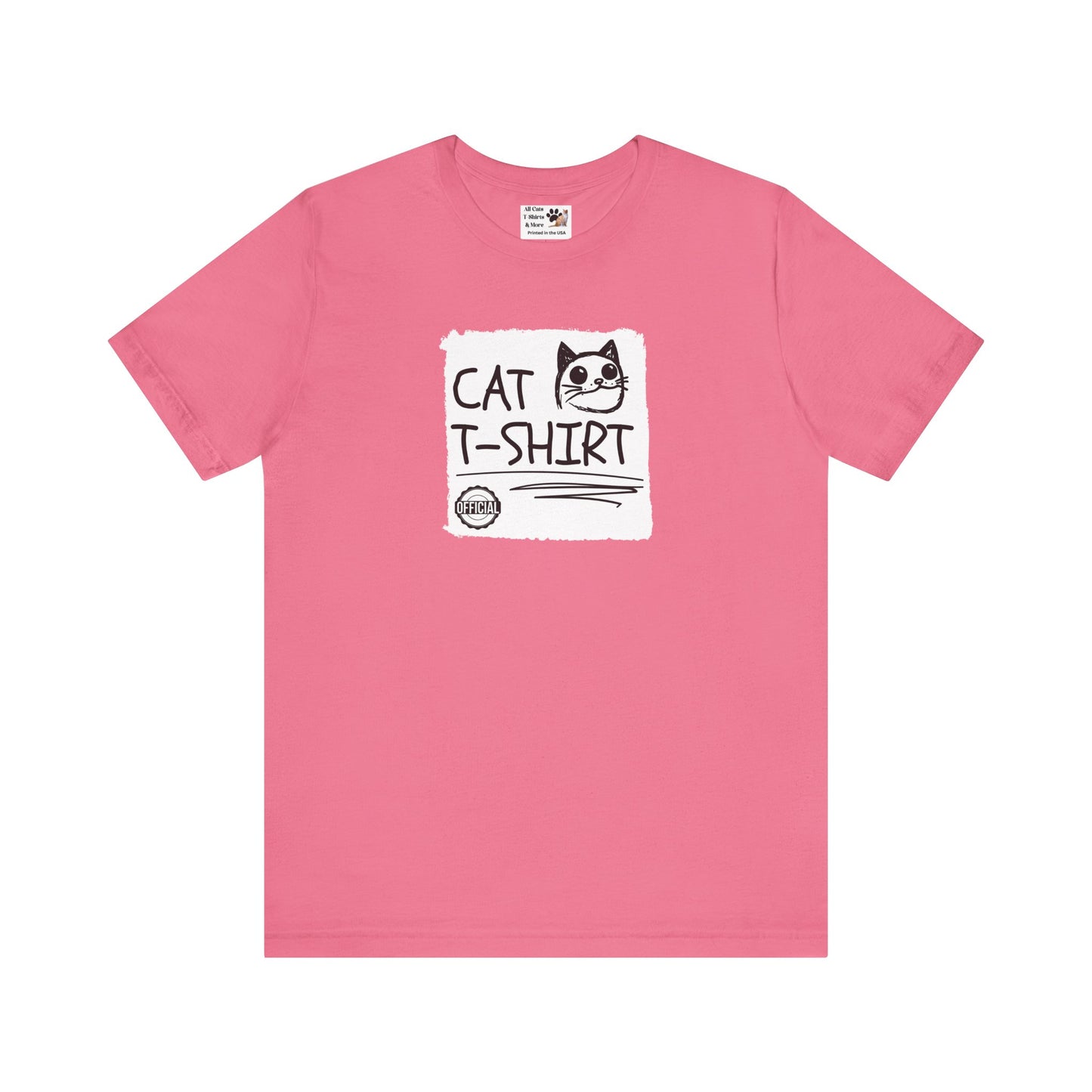 "Official Cat T-Shirt" [Tee #4] - (Cute & Funny Basic Amateur Style Cat Face Tee)