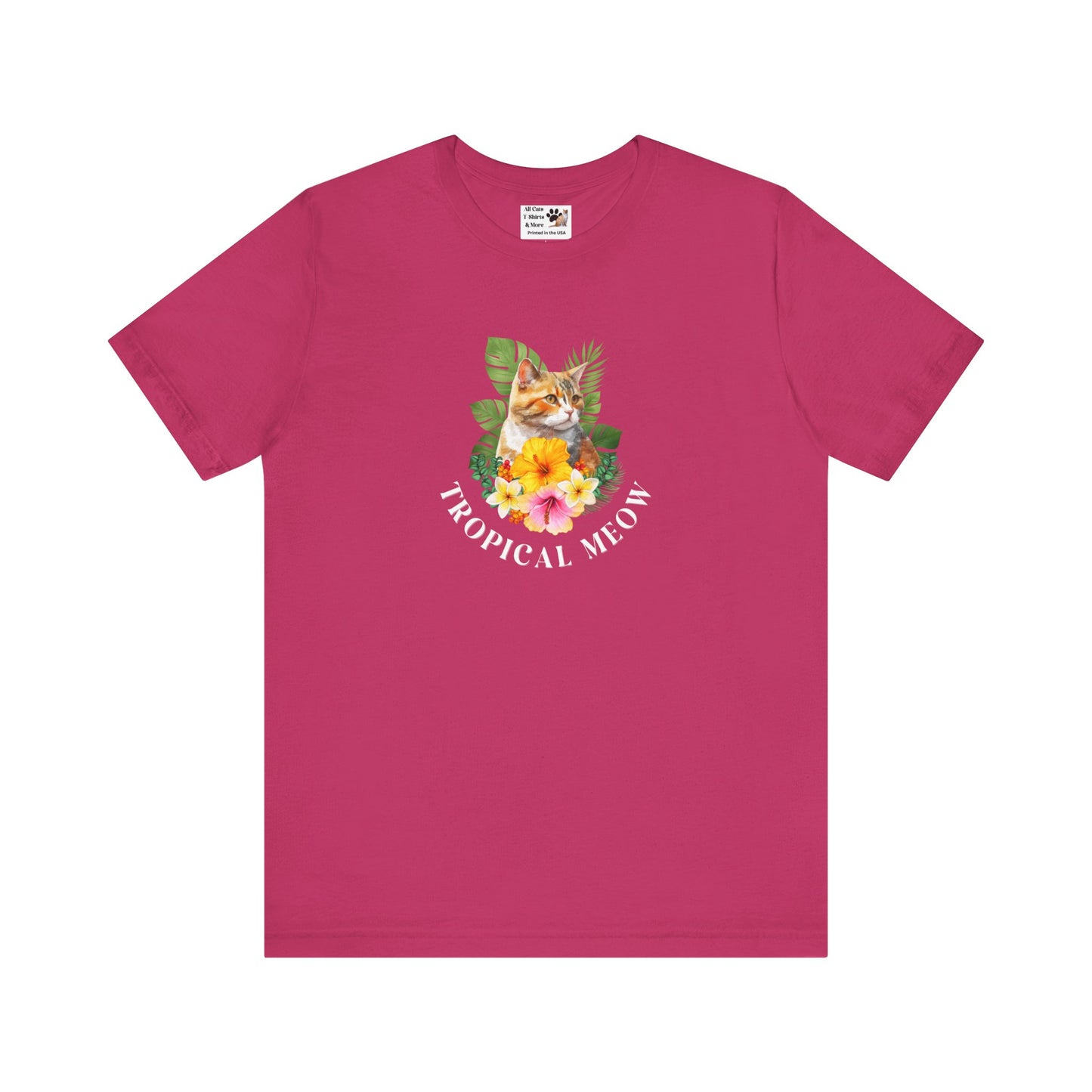 Tropical Meow T-Shirt — Tropical Style Cat Fan Graphic Tee (#3 No Background)