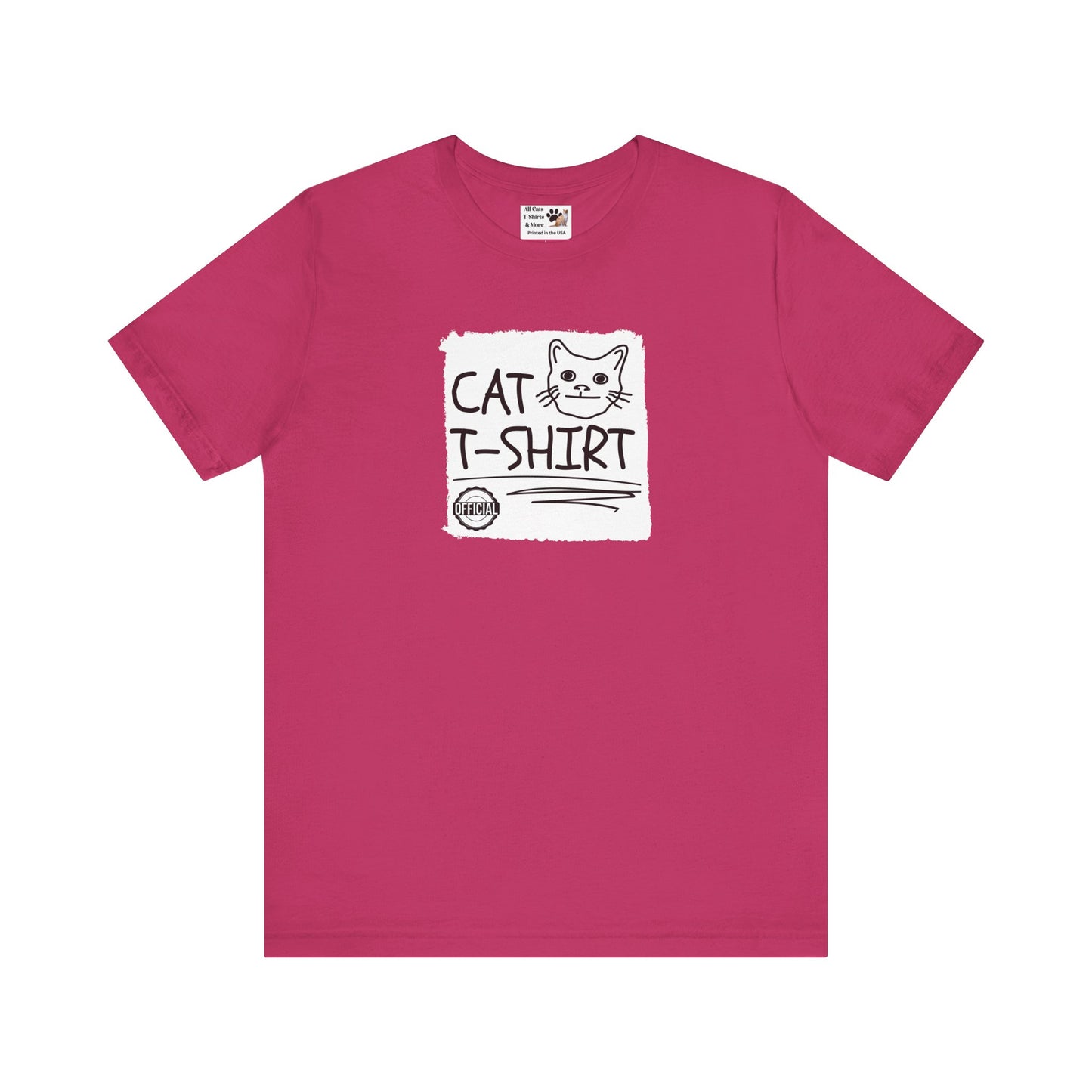 "Official Cat T-Shirt" [Tee #1] - (Cute & Funny Basic Amateur Style Cat Face Tee)