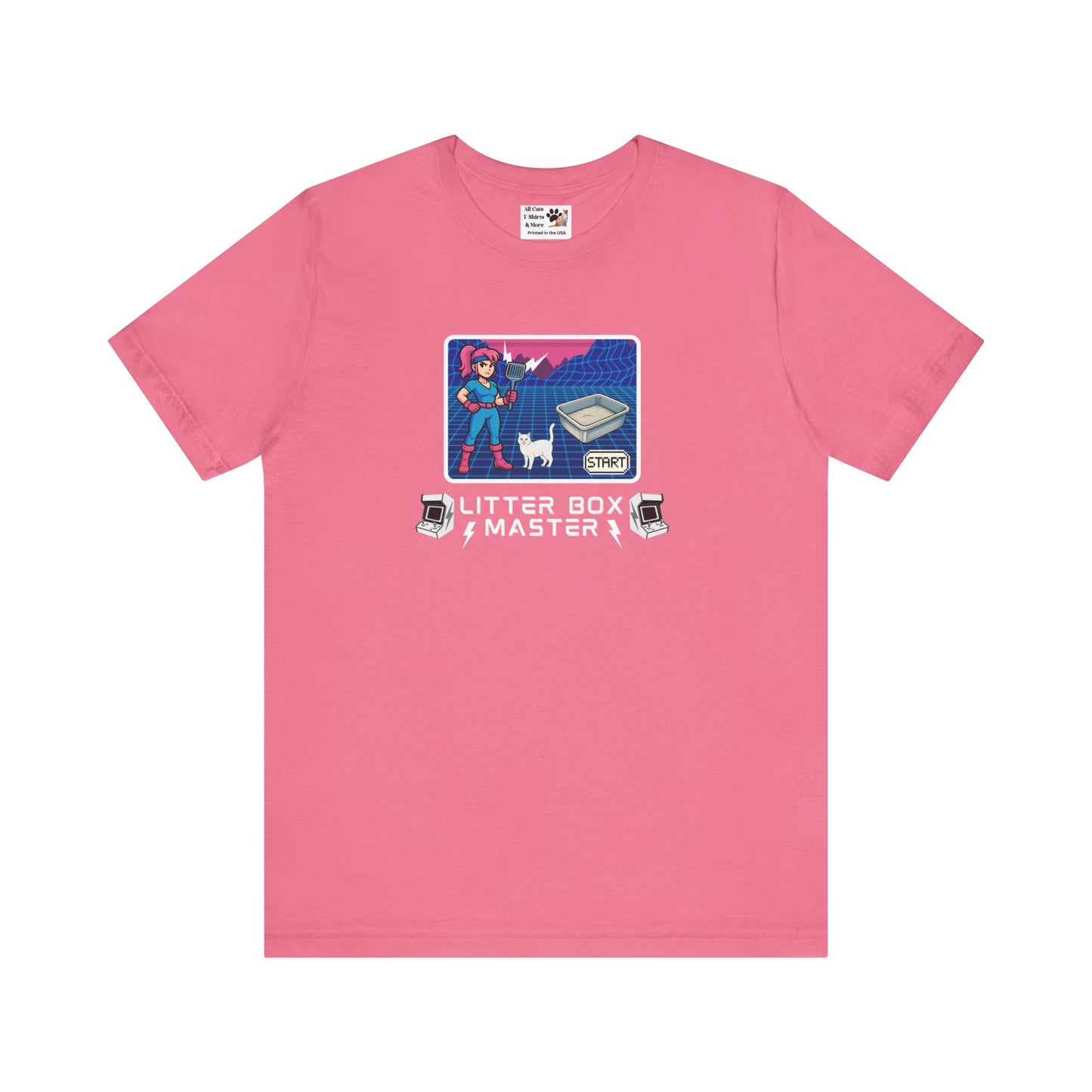 Litter Box Master T-Shirt [Tee #4] - (Funny Retro "Cat Litter Scooping Arcade Game" T-Shirt)