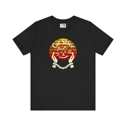 Cat Slave Vintage Sunset T-Shirt - (Unisex Jersey Tee - Casual & Trendy Distressed Style Design, Cat Fan Tee)