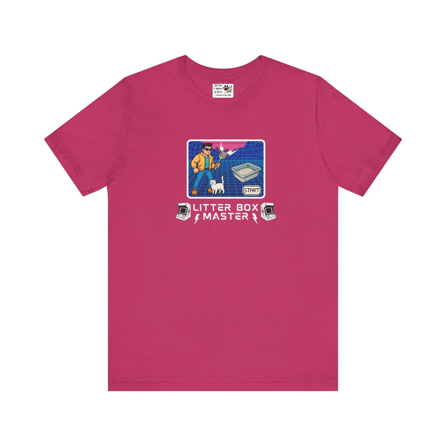 Litter Box Master T-Shirt [Tee #3] - (Funny Retro "Cat Litter Scooping Arcade Game" T-Shirt)