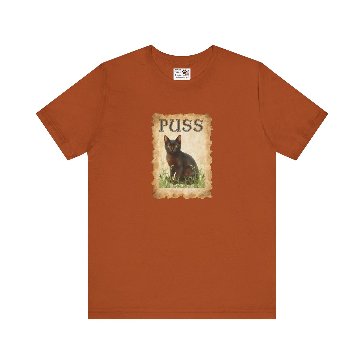 "Puss" Vintage Black Cat T-Shirt - (Pussycat Graphic Tee #2)