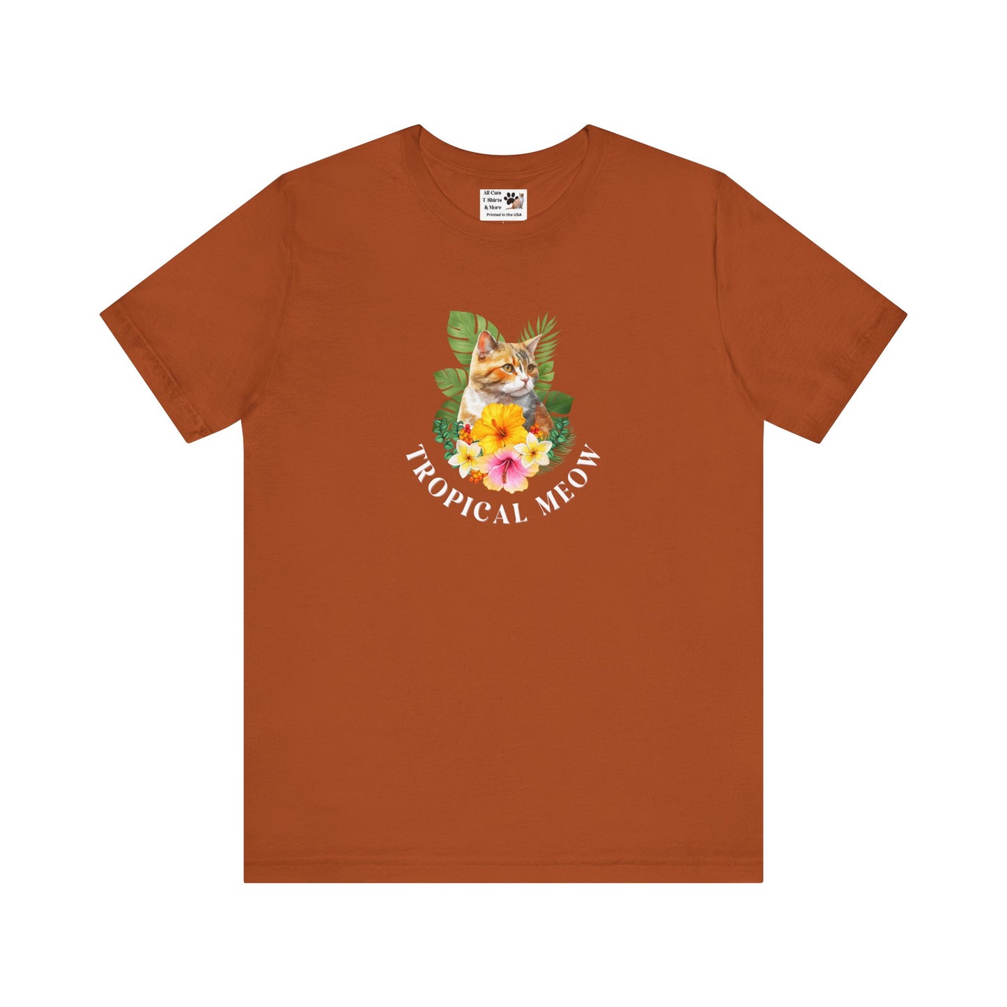 Tropical Meow T-Shirt — Tropical Style Cat Fan Graphic Tee (#3 No Background)