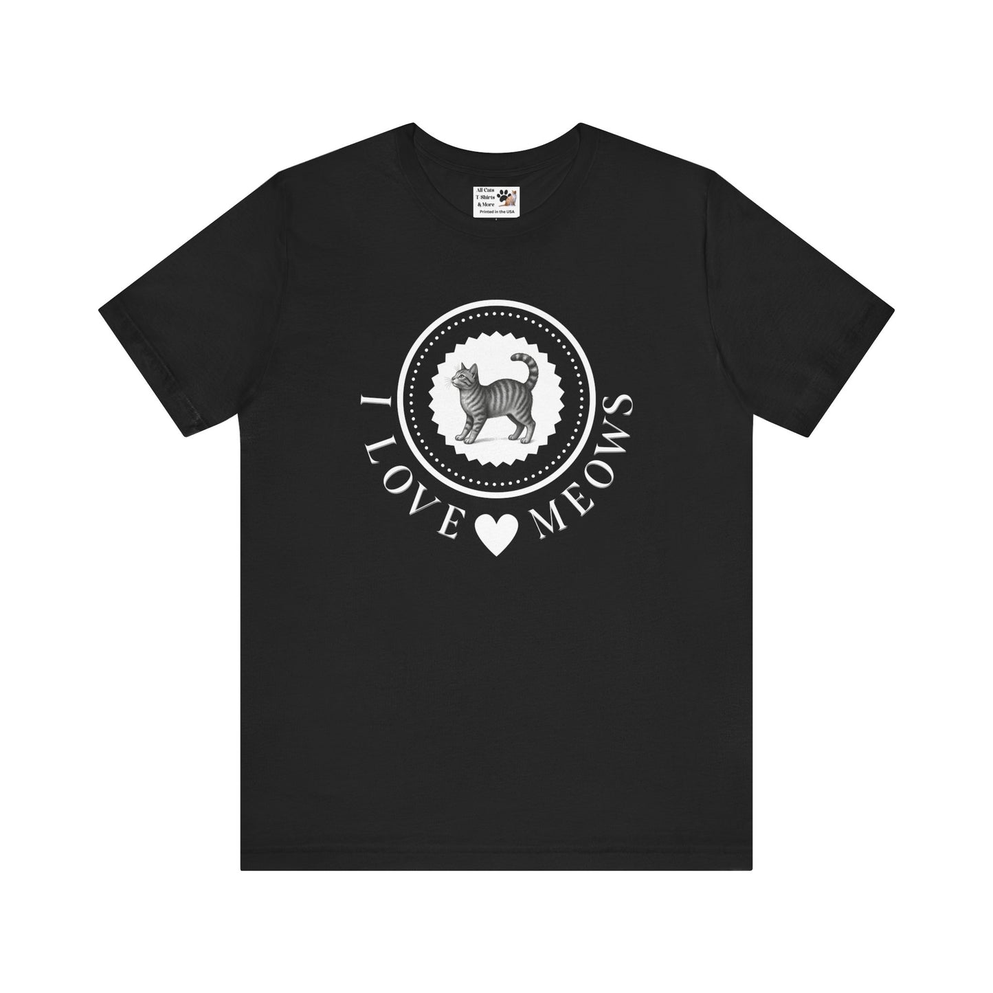 I Love Meows Cat T-Shirt - (Tee #4, Cute Retro Kitty Graphic Tee for Cat Lovers)