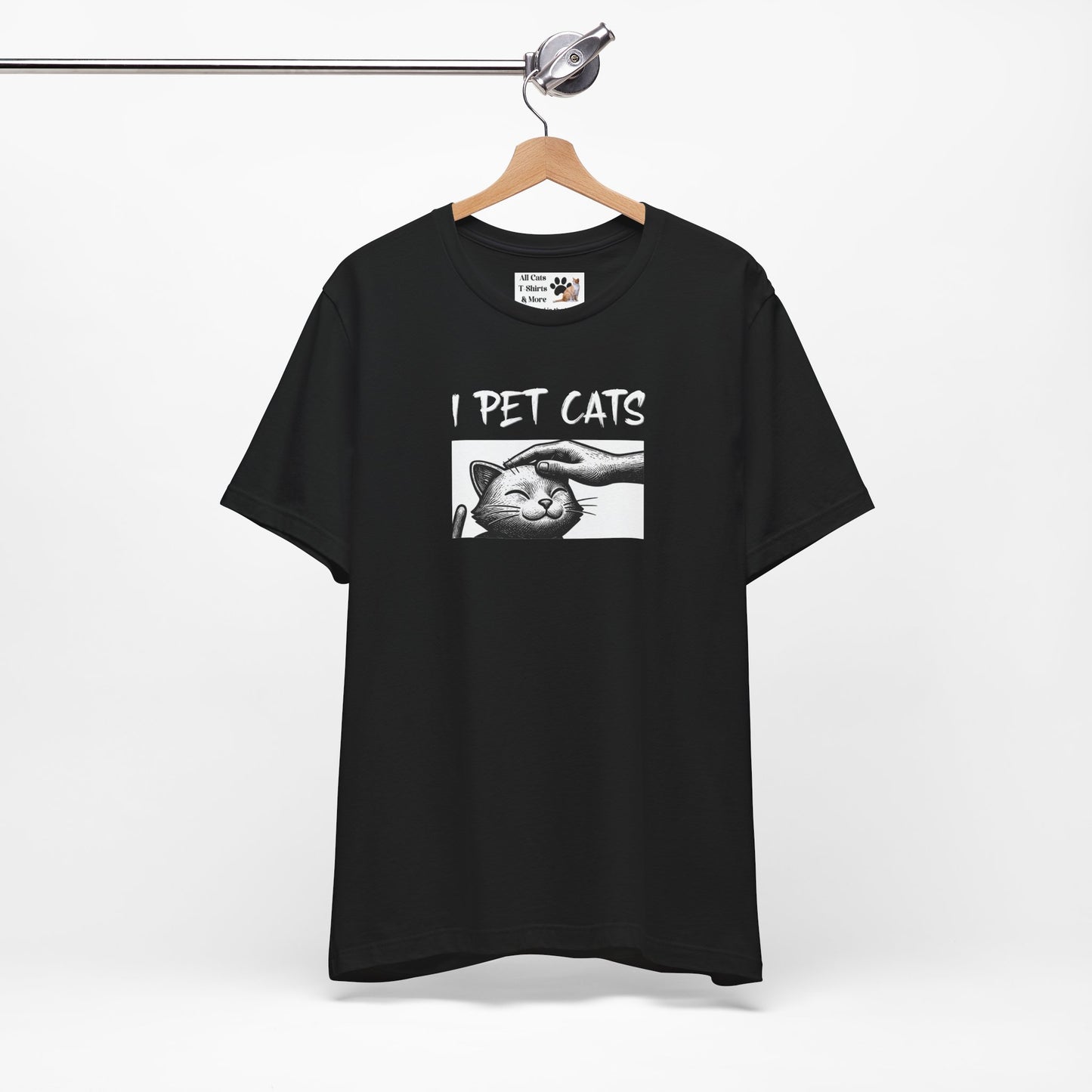 I Pet Cats T‑Shirt - (Cute Cat Head Patting Tee for Cat Lovers)