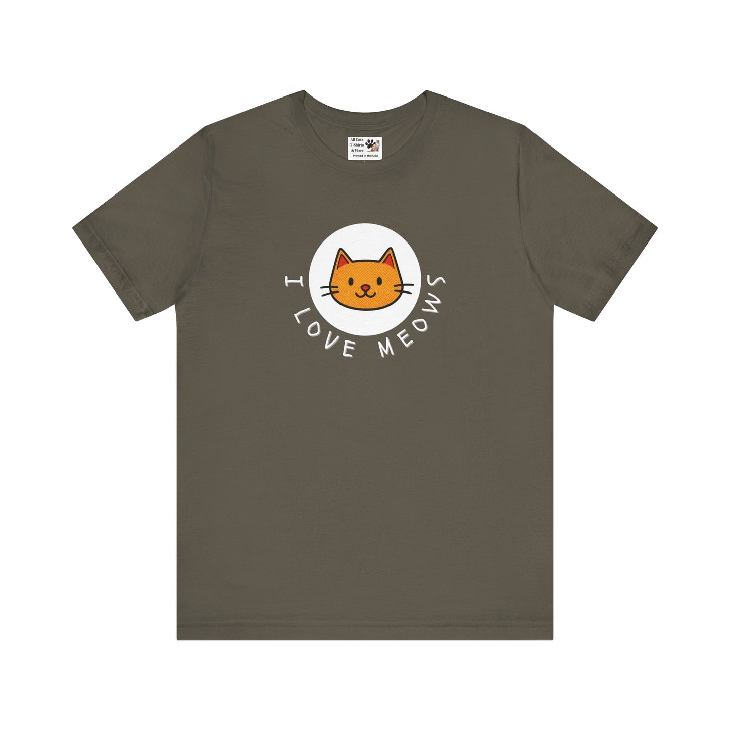 I Love Meows Cat T-Shirt - (Tee #5, Cute Orange Cat Graphic T-Shirt)