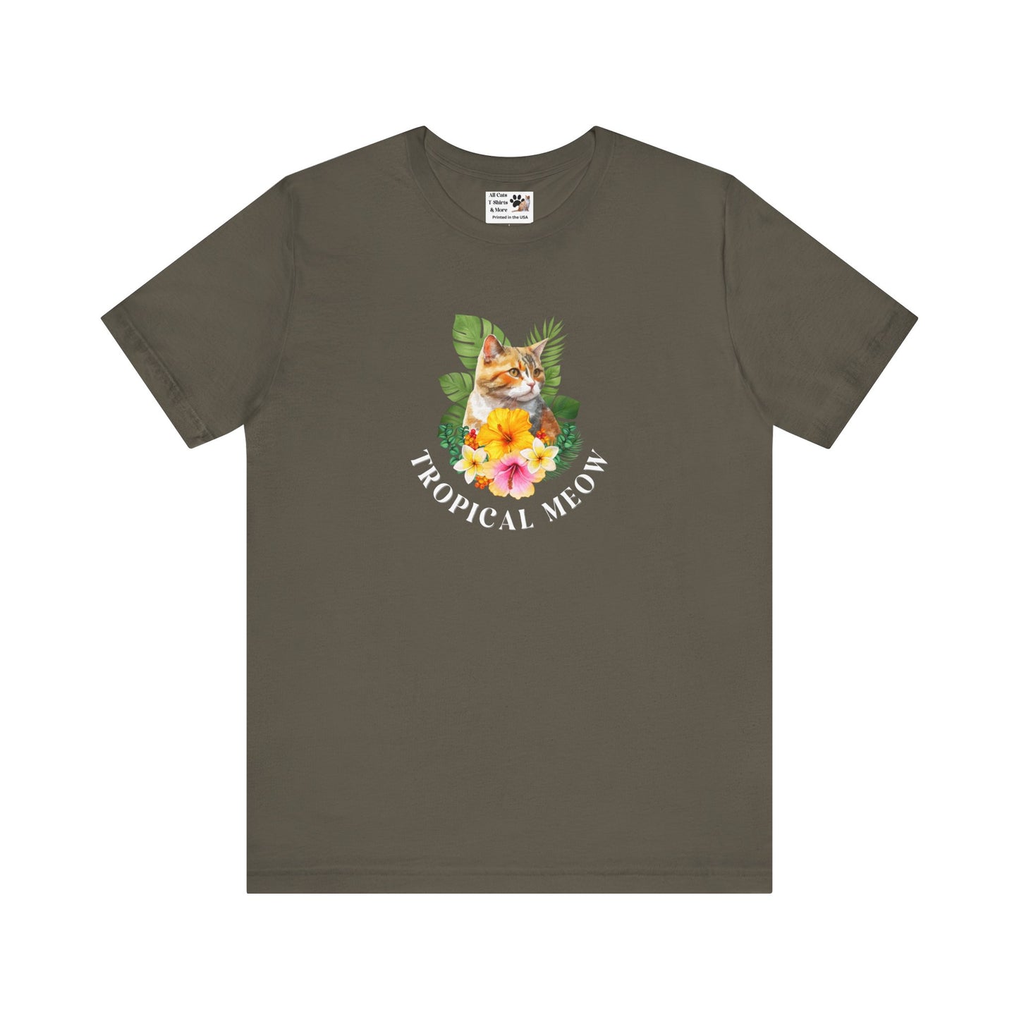 Tropical Meow T-Shirt — Tropical Style Cat Fan Graphic Tee (#3 No Background)