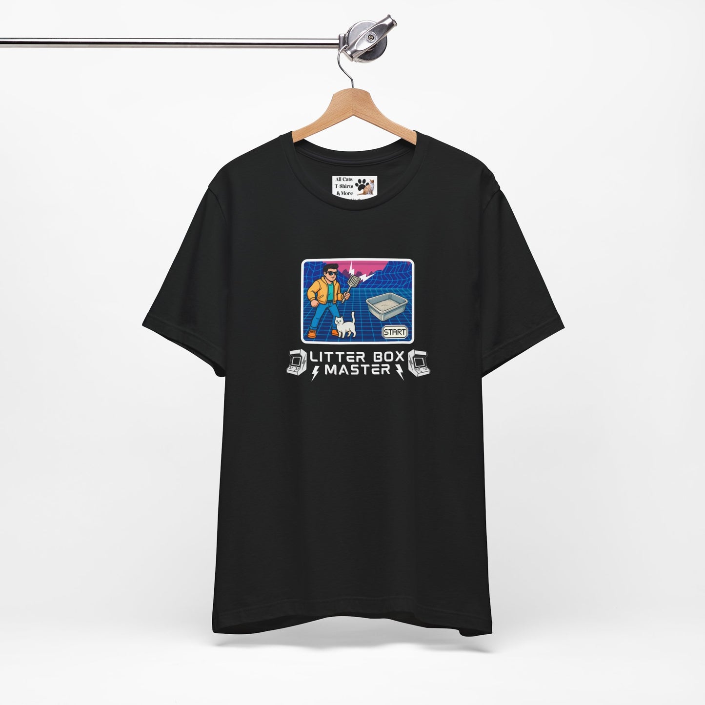 Litter Box Master T-Shirt [Tee #3] - (Funny Retro "Cat Litter Scooping Arcade Game" T-Shirt)