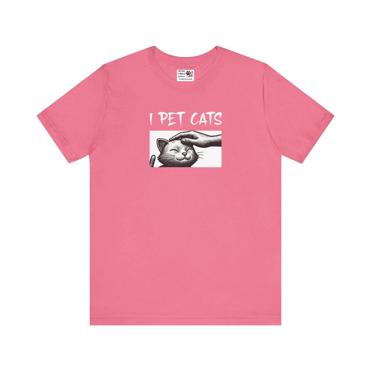 I Pet Cats T‑Shirt - (Cute Cat Head Patting Tee for Cat Lovers)