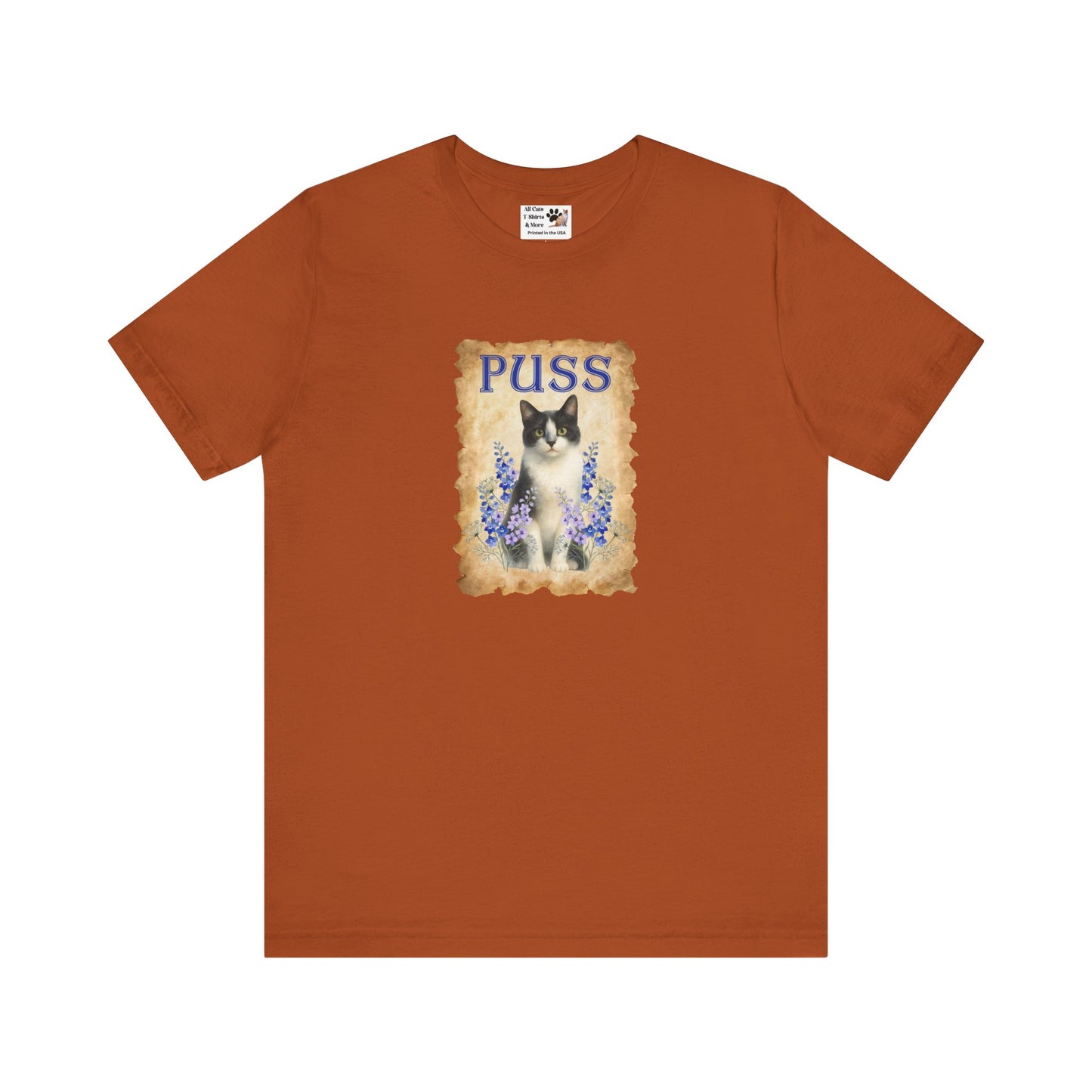 "Puss" Vintage Floral Cat T-Shirt - (Pussycat Graphic Tee)