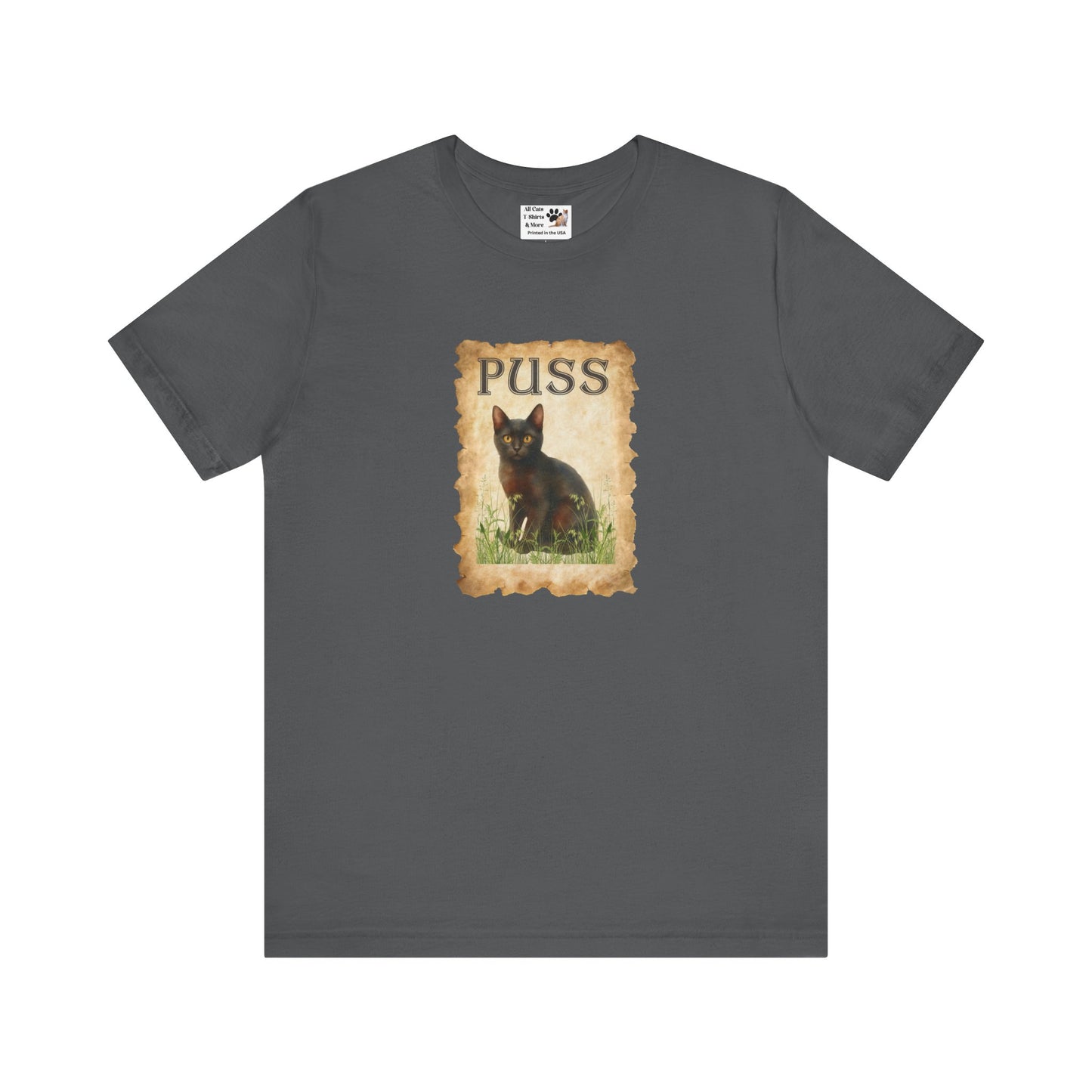 "Puss" Vintage Black Cat T-Shirt - (Pussycat Graphic Tee #2)