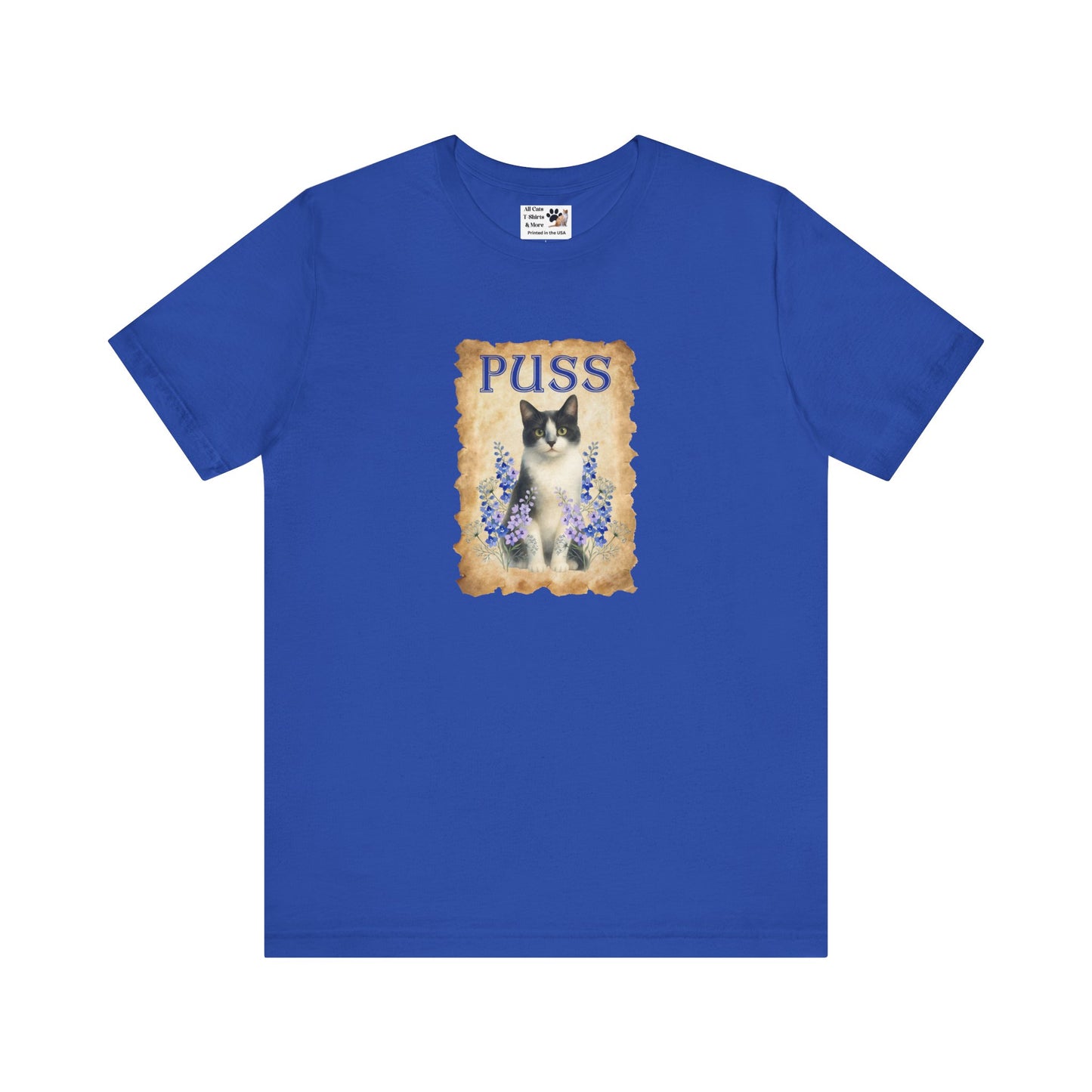 "Puss" Vintage Floral Cat T-Shirt - (Pussycat Graphic Tee)