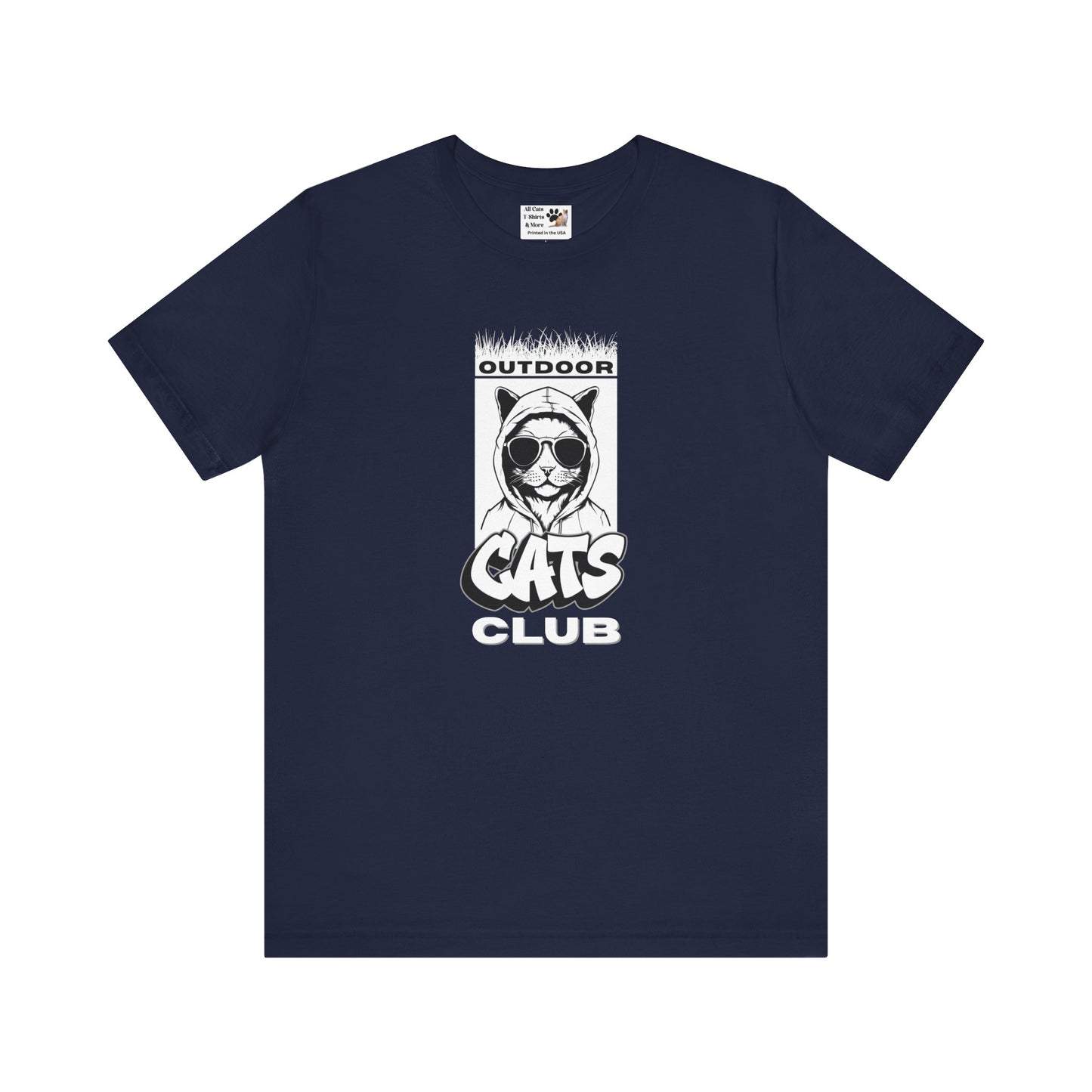 Outdoor Cats Club T-Shirt - (Unisex Jersey Short Sleeve Graphic Tee for Cat Lovers)