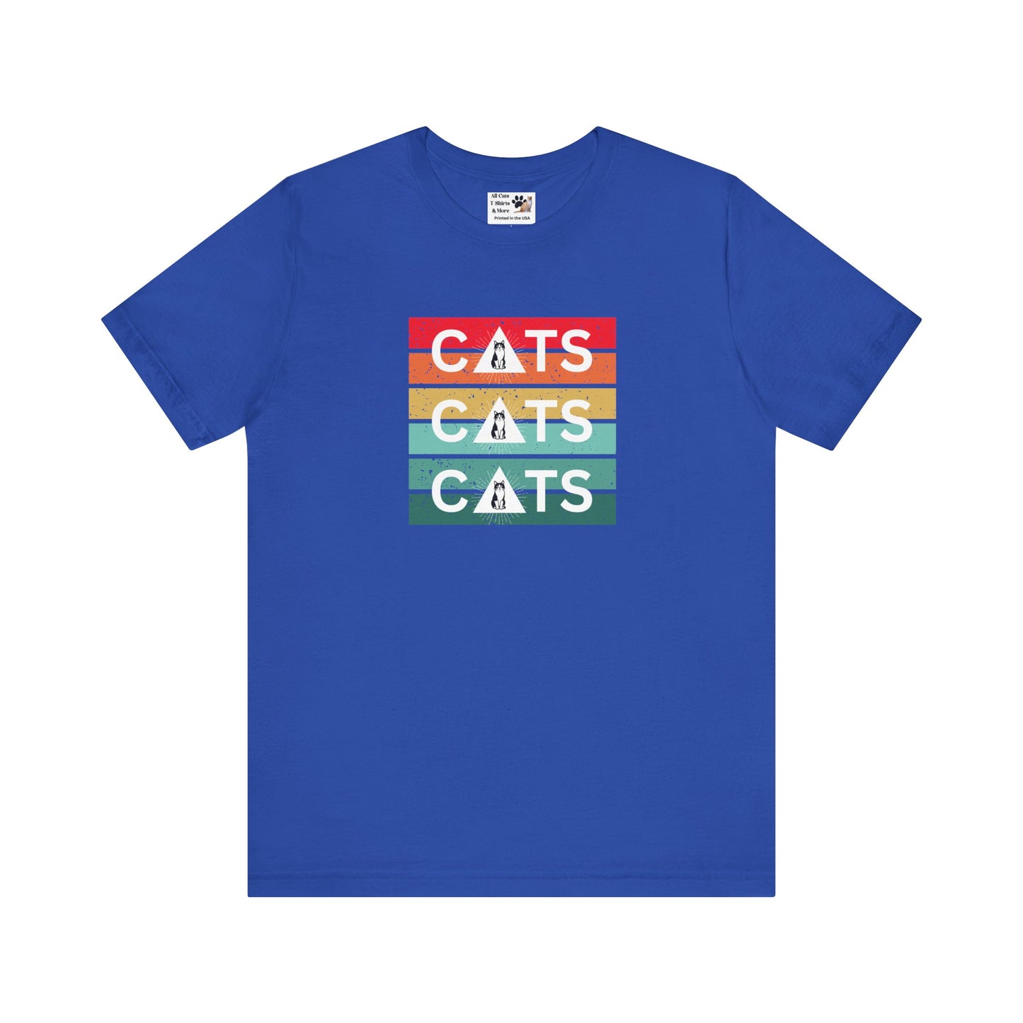 Vintage Sunset Cats T-Shirt - (Retro Cat Graphic Tee, "Triple Cat" Tee for Cat Lovers)