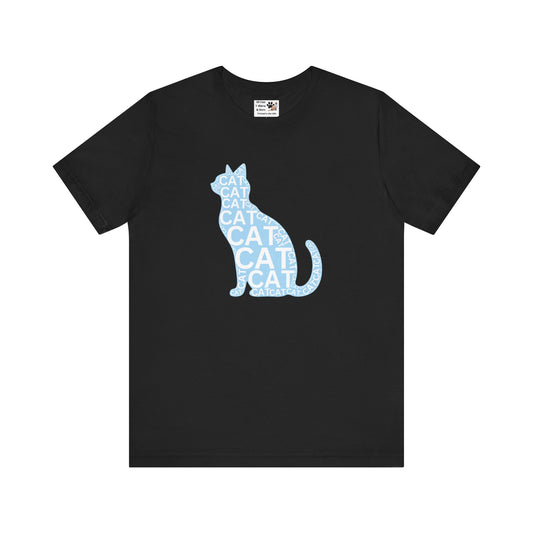 "CAT in a Cat, T-Shirt" -  (Playful Blue Cat Design, Cat Lover Unisex Jersey Short Sleeve Tee - Purr-fect Gift!)
