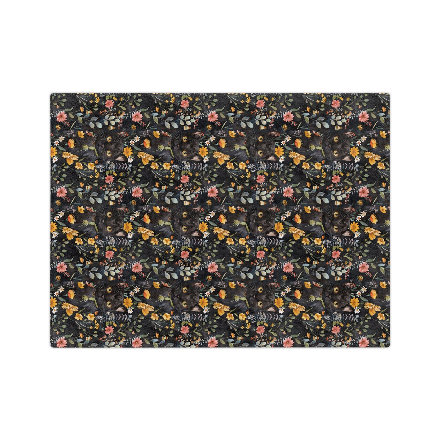 Cat & Flowers Blanket | Cozy Microfiber Blanket, Cat Lover Gift, Floral Throw, Home Decor
