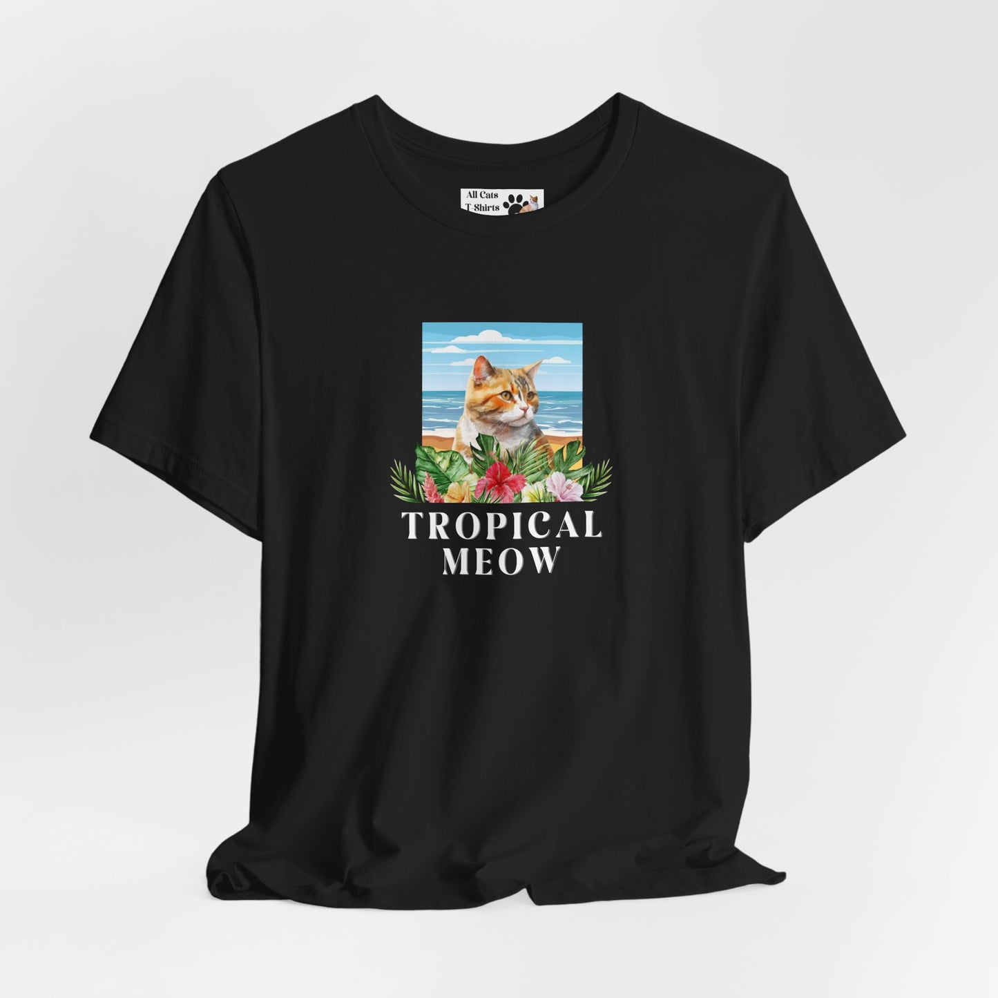 Tropical Meow Cat T-Shirt - (Beachy Cat Graphic Tee #2)