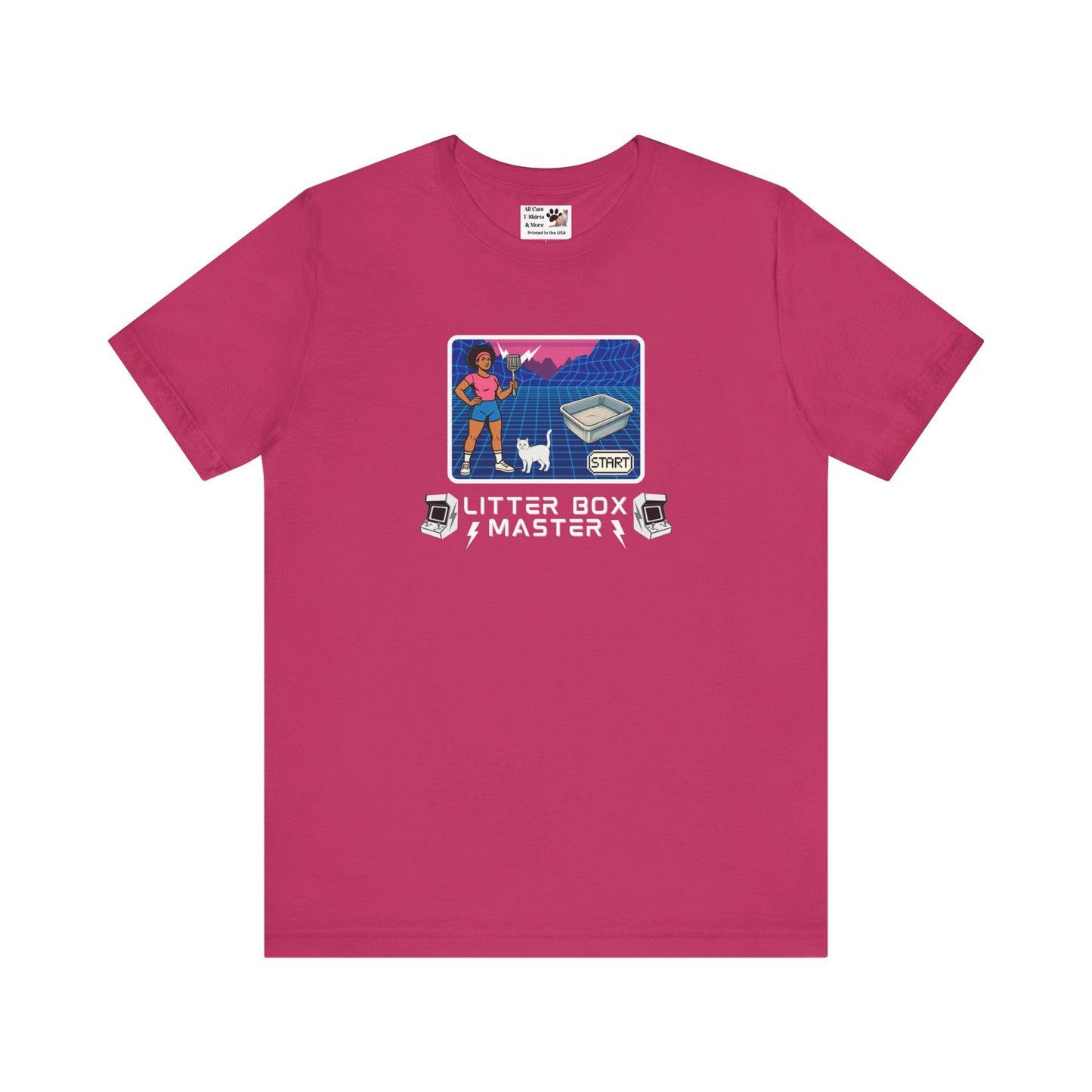 Litter Box Master T-Shirt [Tee #2] - (Funny Retro "Cat Litter Scooping Arcade Game" T-Shirt)