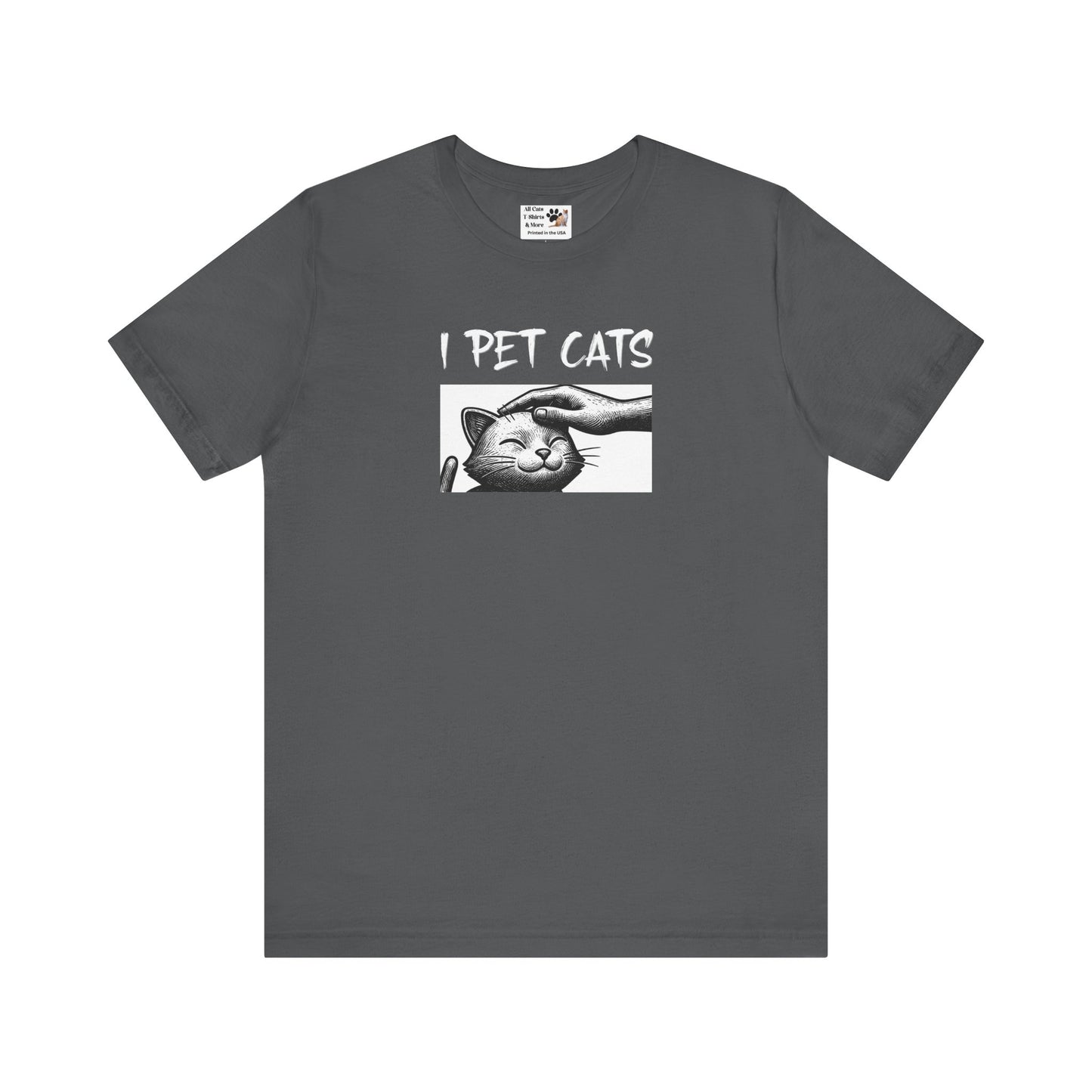 I Pet Cats T‑Shirt - (Cute Cat Head Patting Tee for Cat Lovers)
