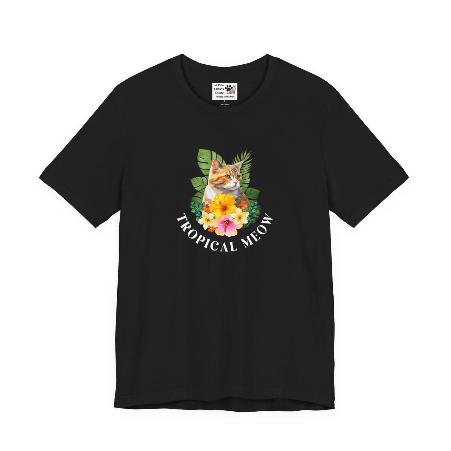 Tropical Meow T-Shirt — Tropical Style Cat Fan Graphic Tee (#3 No Background)