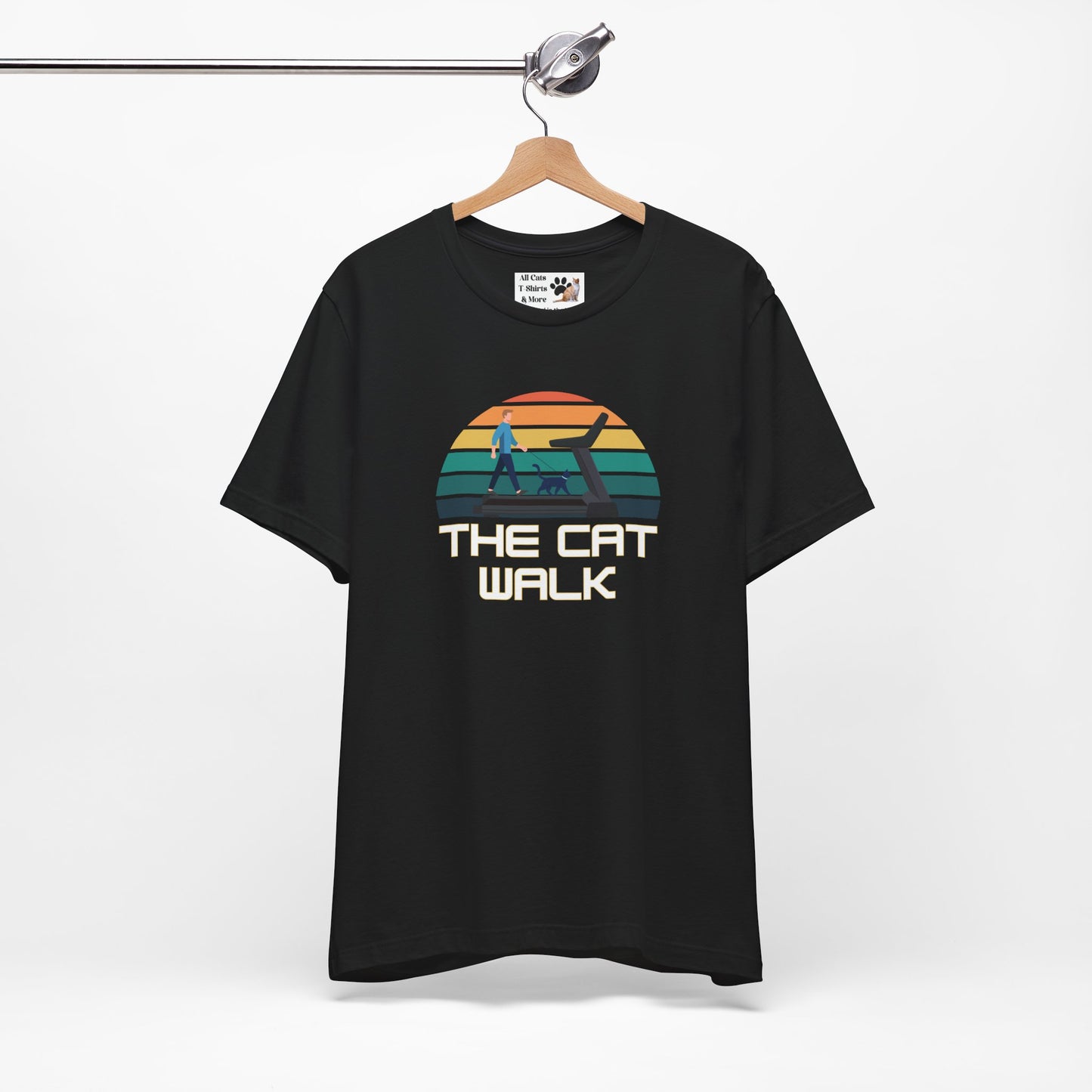 The "Cat Walk" Colorful Vintage Sunset T-Shirt [#2] - (Cat Fan Tee, Funny Cat Shirt, Retro Cat Owner Gift)